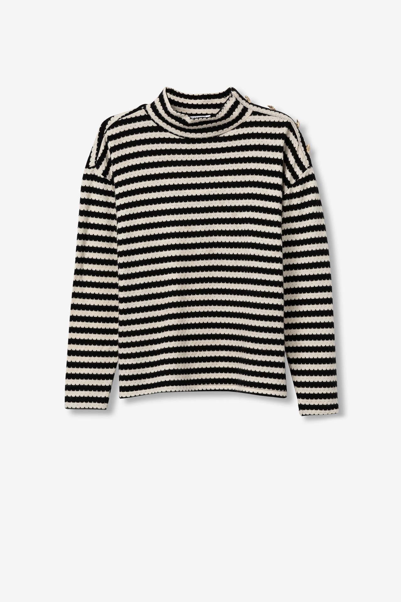 Jersey de punto a rayas con botones decorativos
