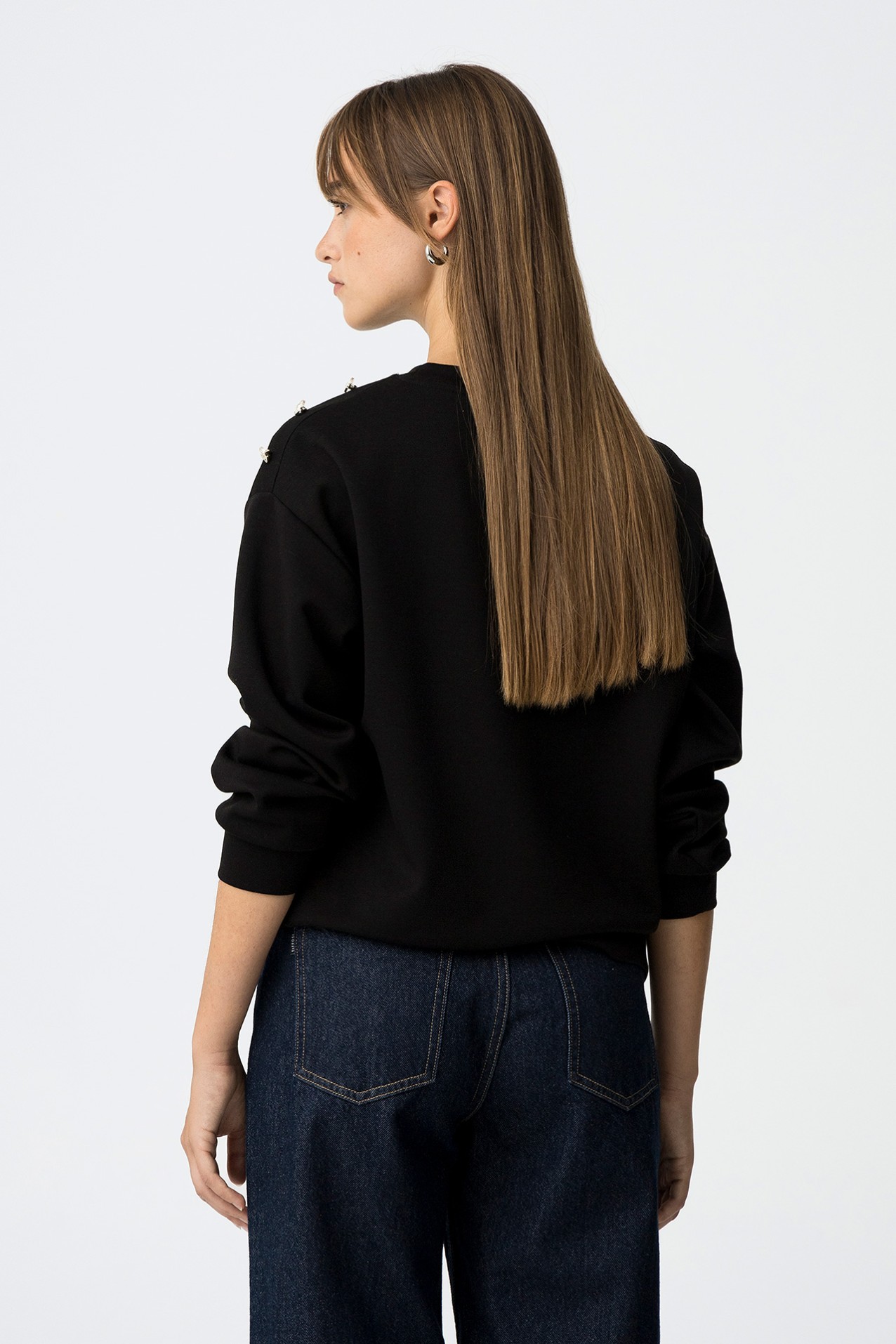 Sweatshirt with Decorative Buttons