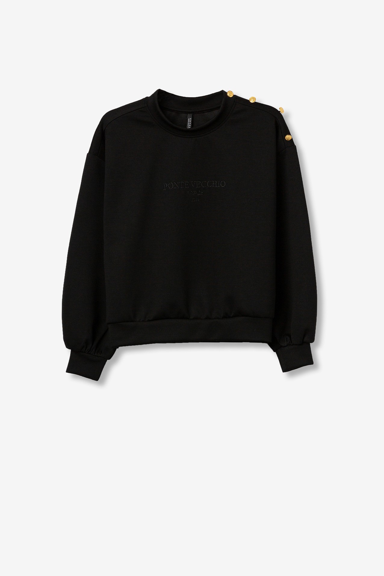 Sweatshirt with Decorative Buttons