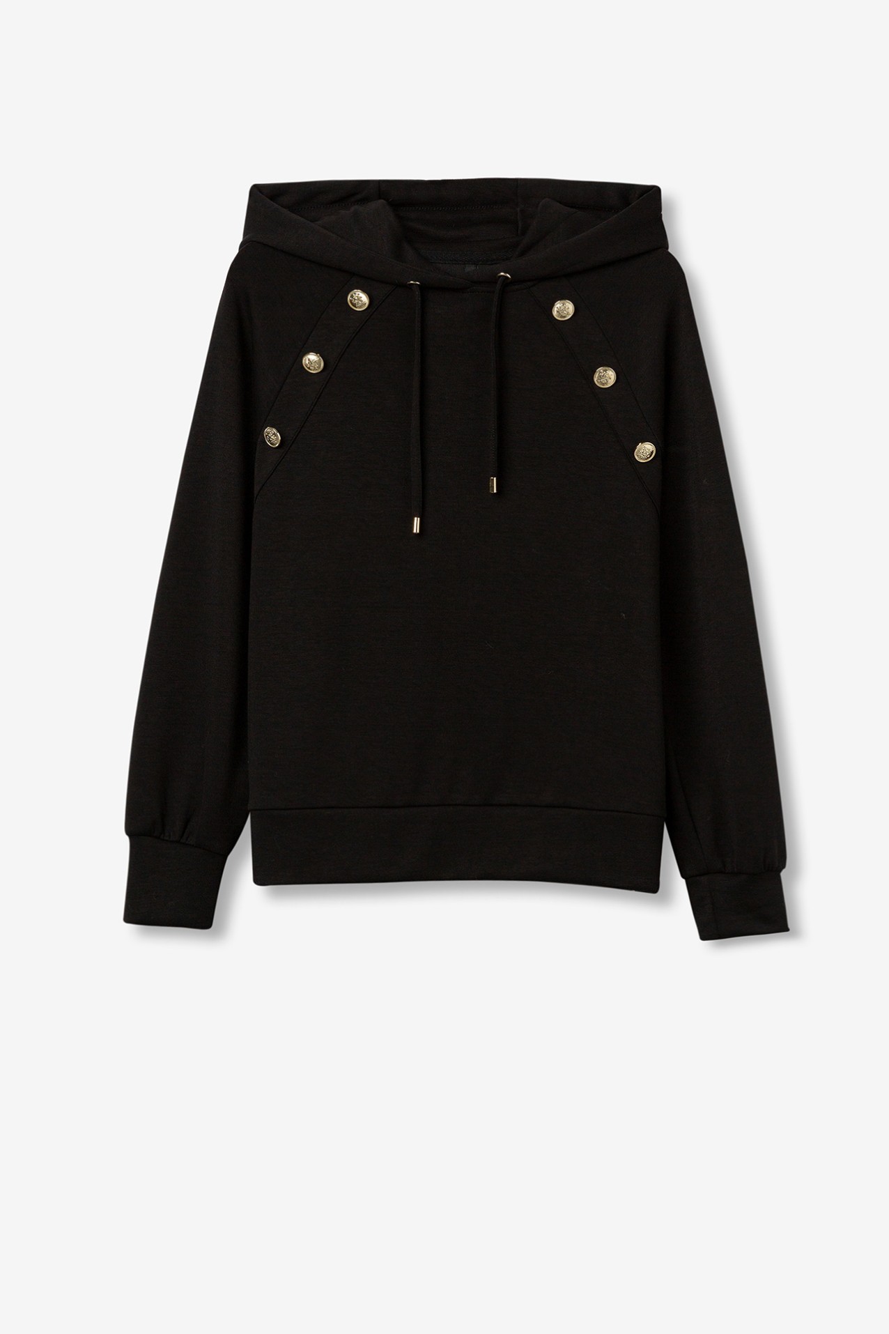 Regular Hoodie with Metal Buttons