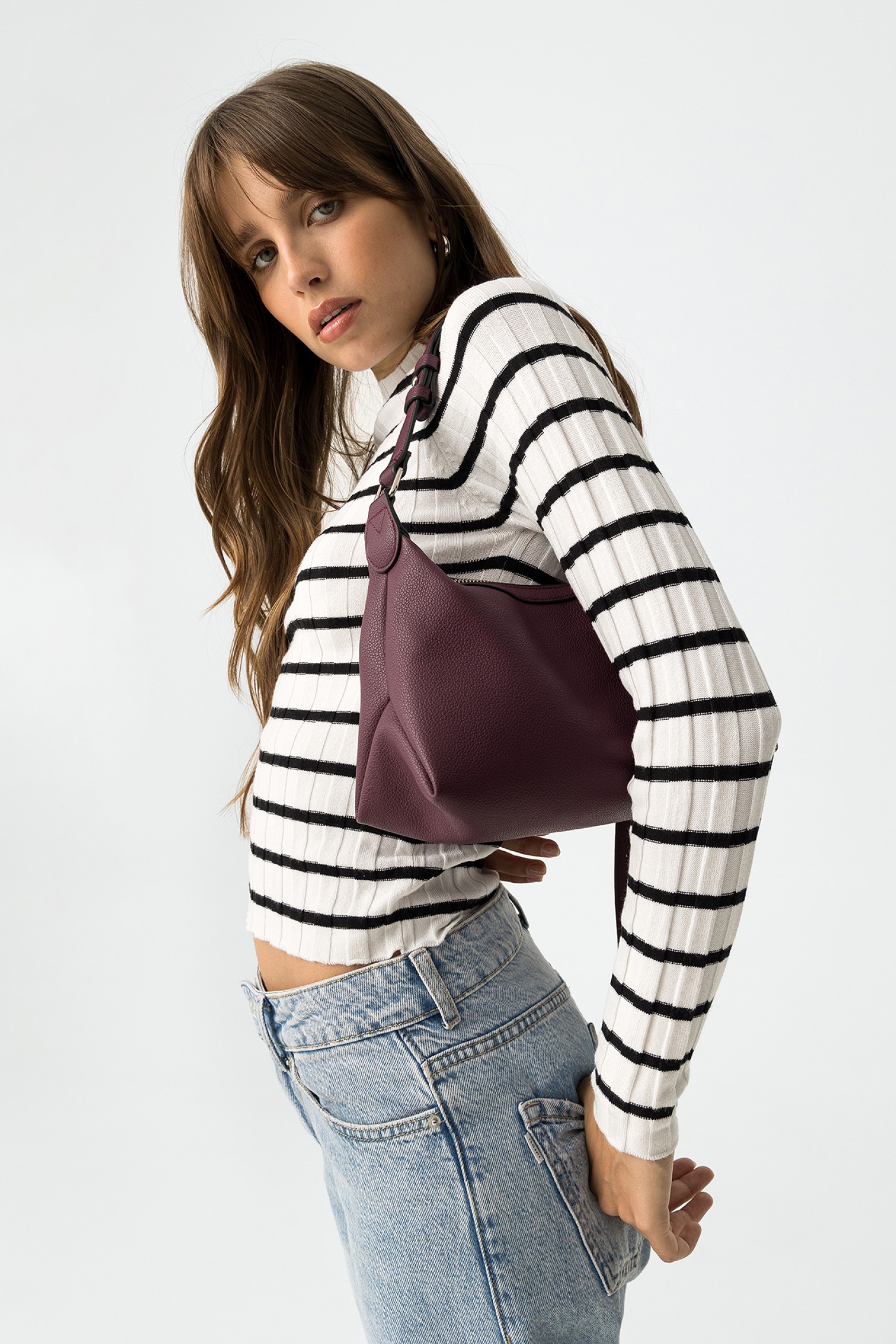 Camisola Slim Malha Canelada s Riscas