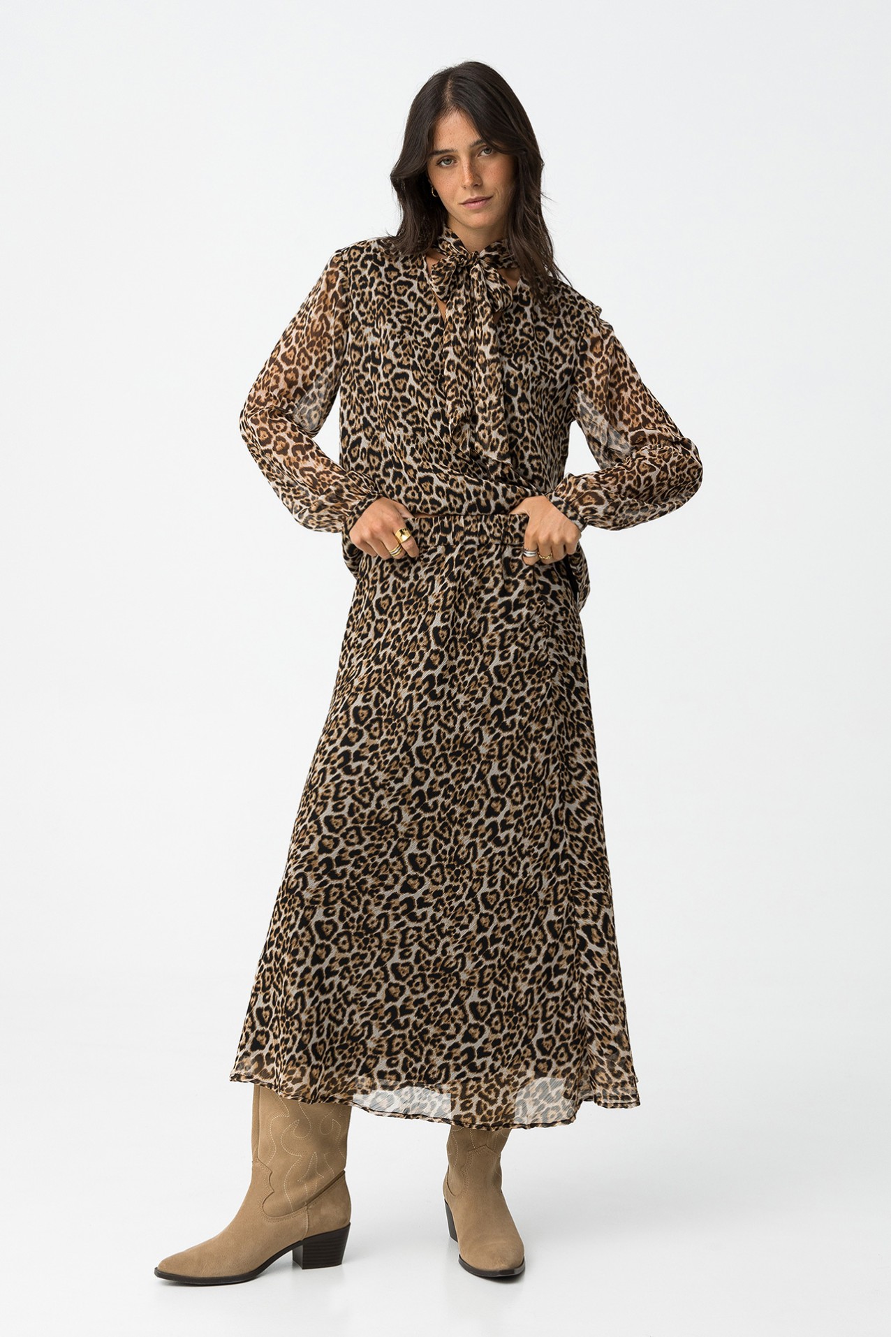 Animal Print Midi Skirt