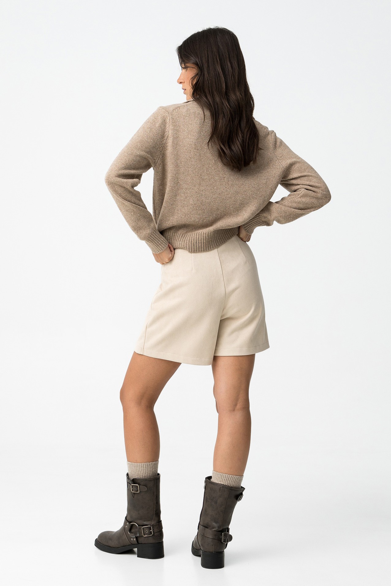 Knit Skort With Suede Effect