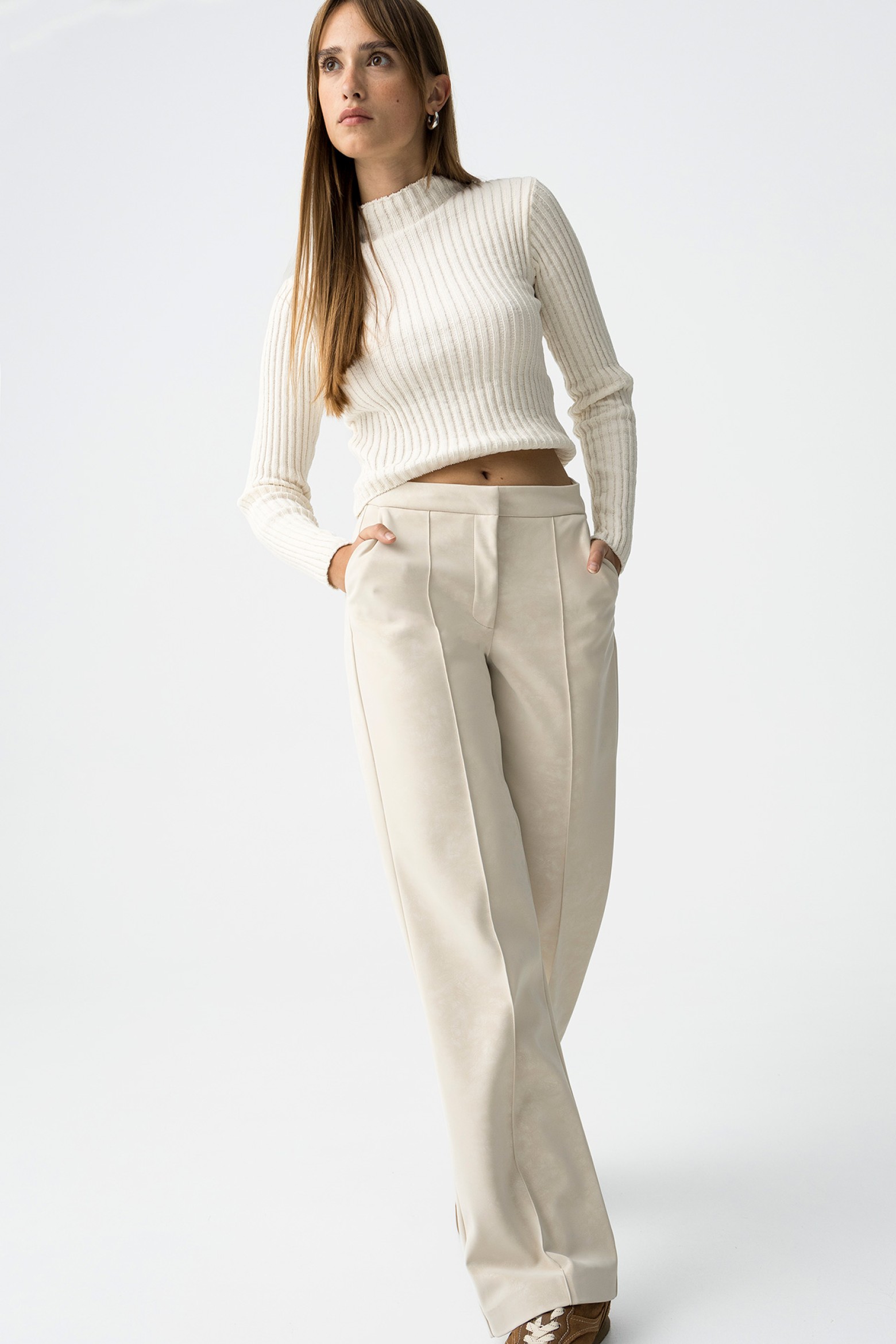 Straight-Leg Faux Leather Pants