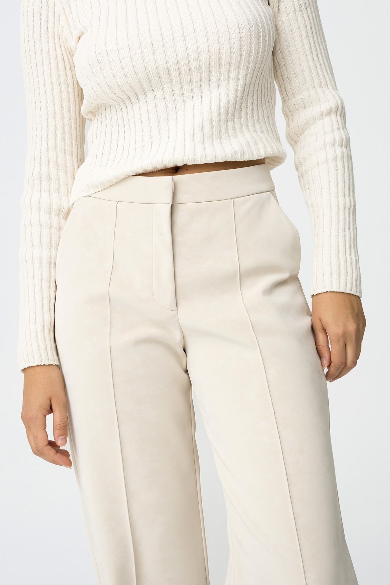 Straight-Leg Faux Leather Pants