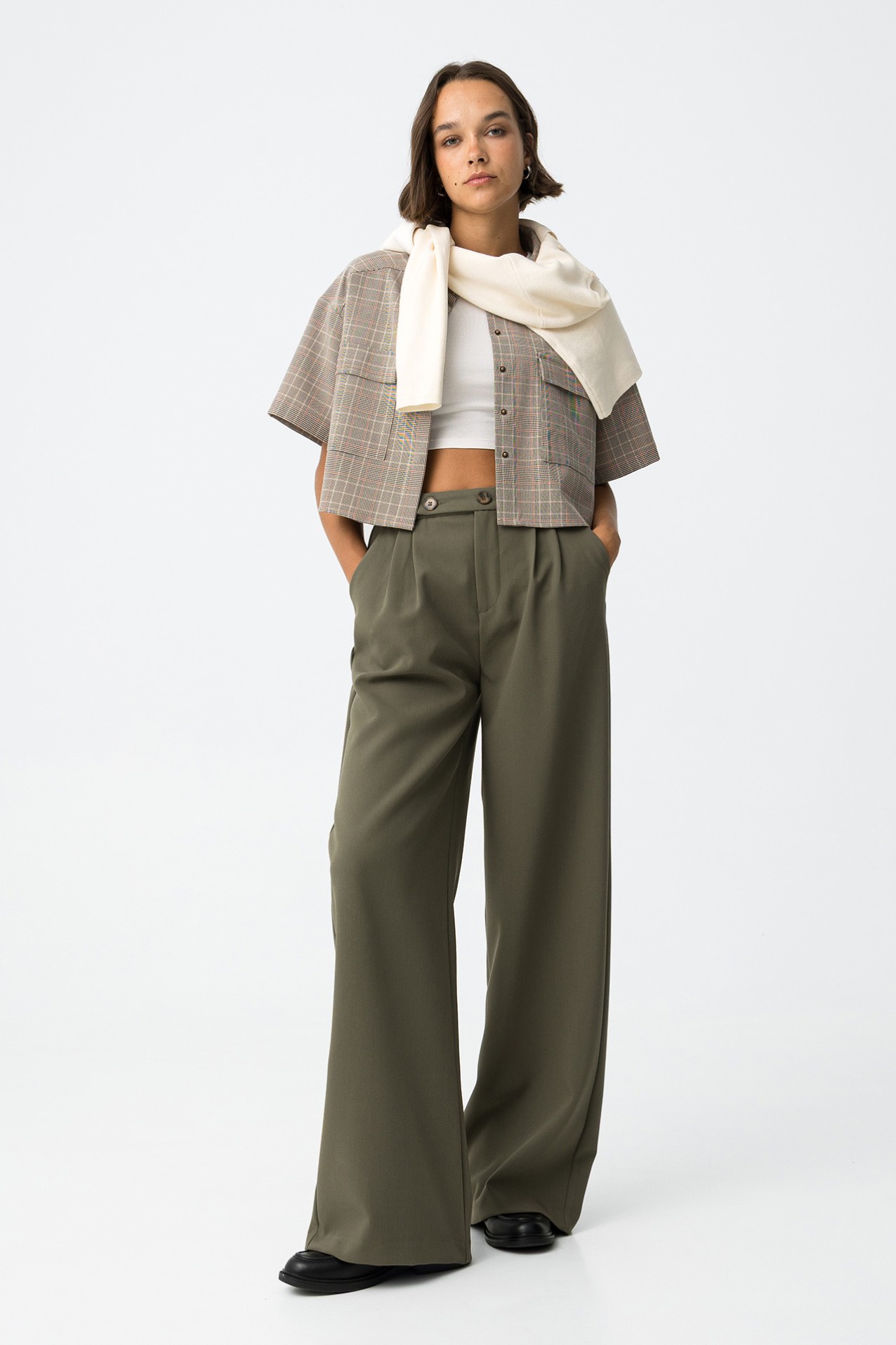 Wide Leg Asymmetric Trousers