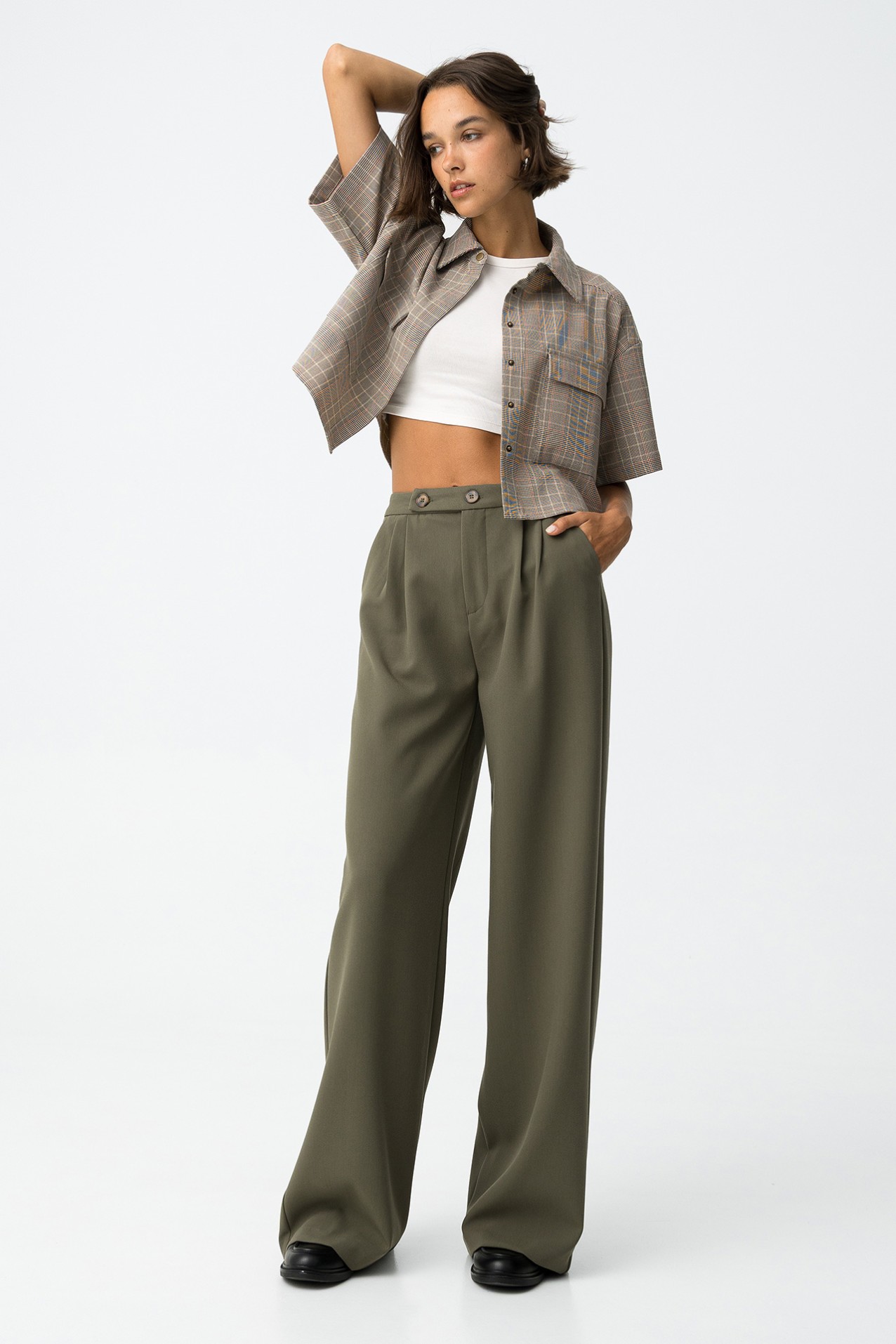 Wide Leg Asymmetric Trousers