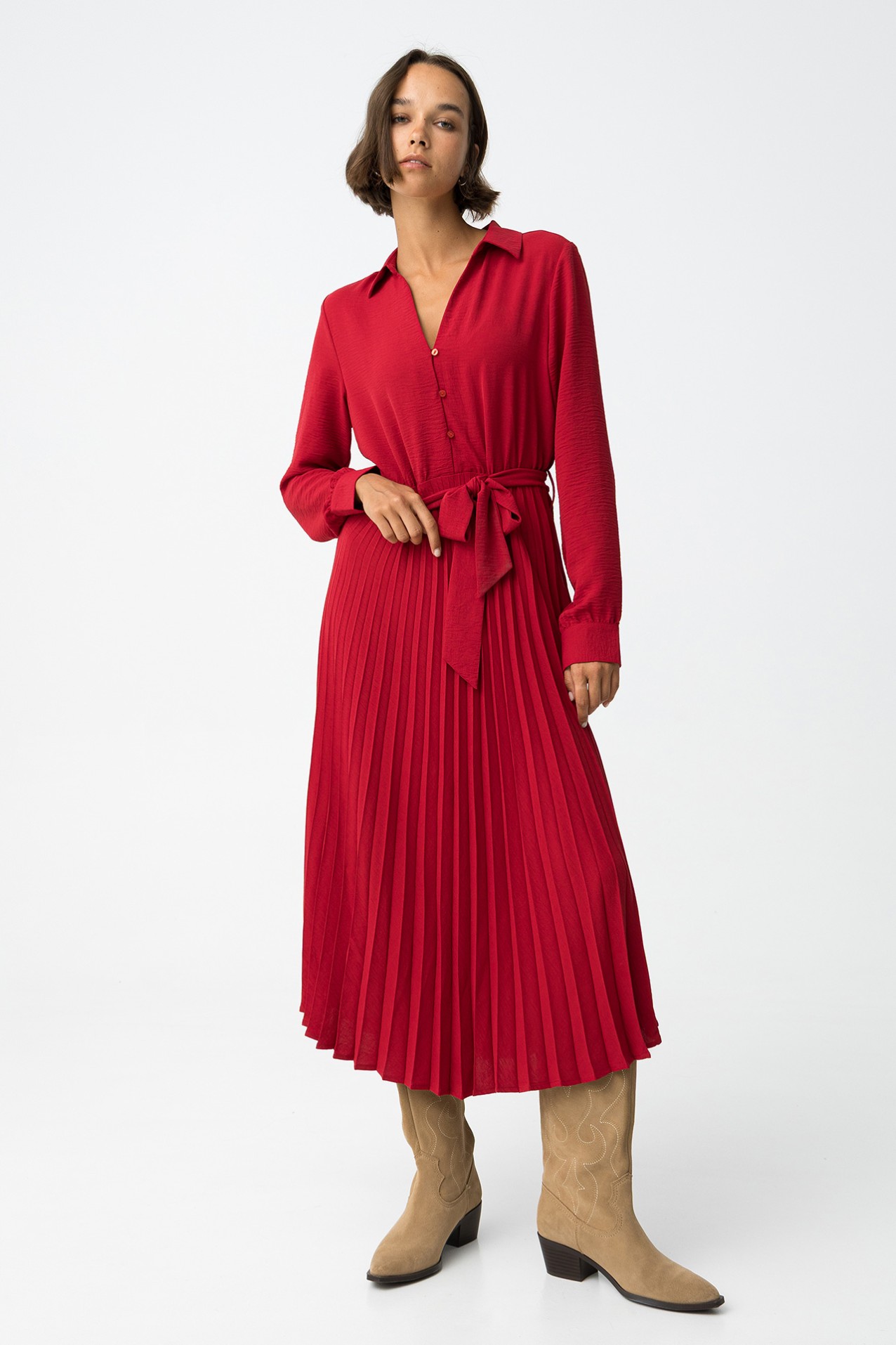 Vestido midi rojo elegante