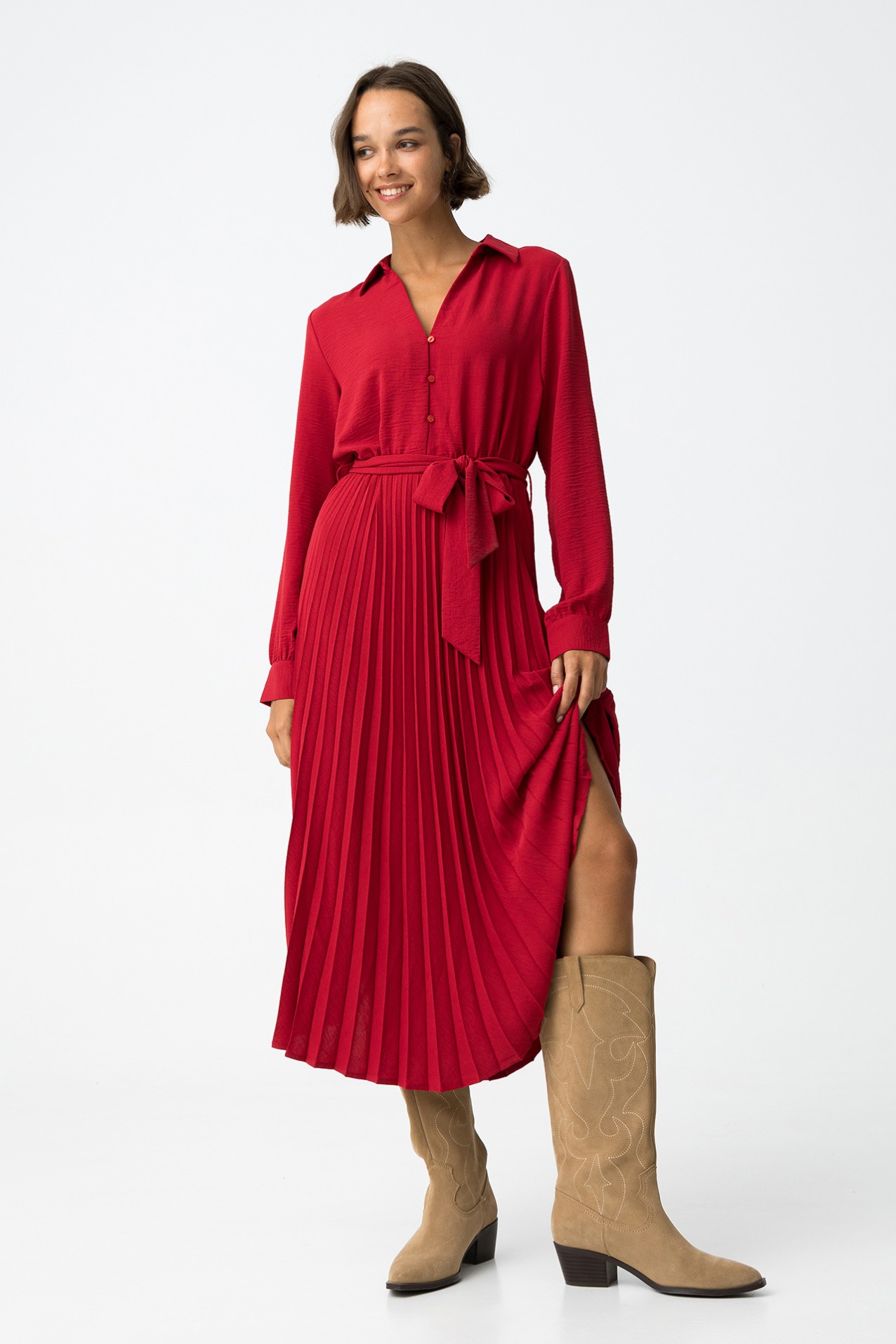 Vestido midi rojo elegante