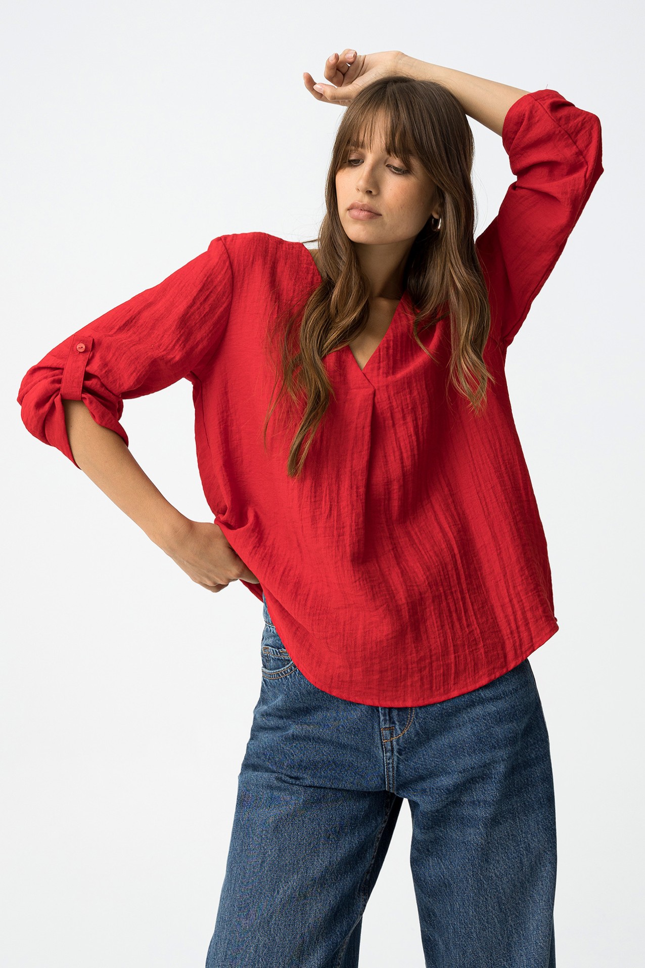 Blusa Texturizada Con Lino