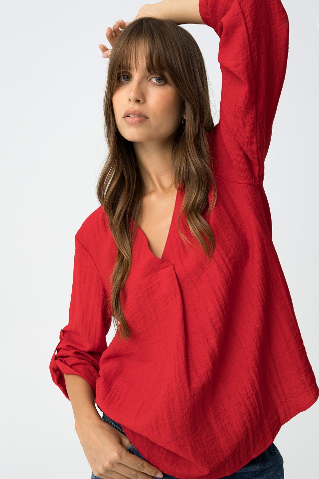 Textured Blouse With Linen