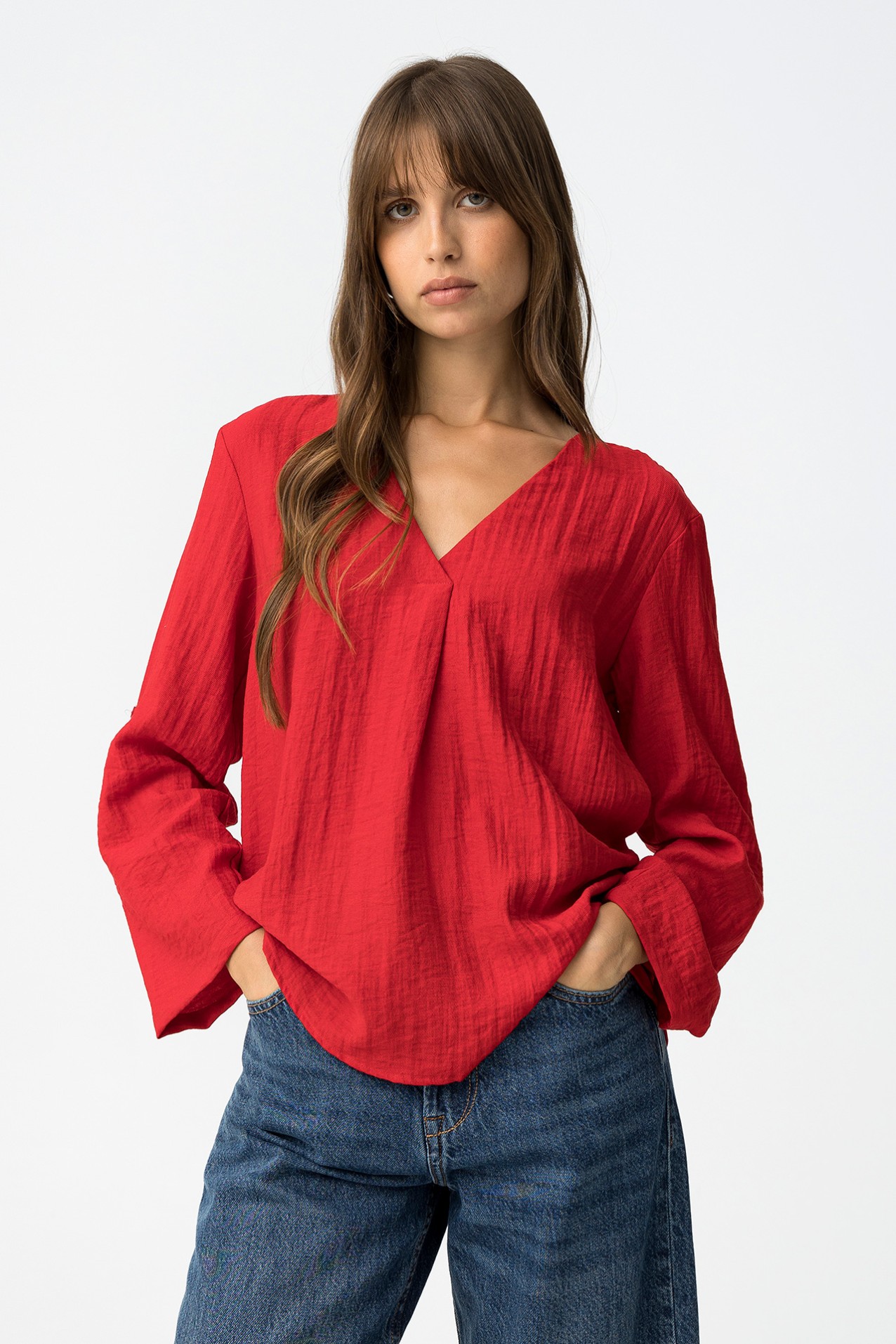 Blusa Texturizada Con Lino