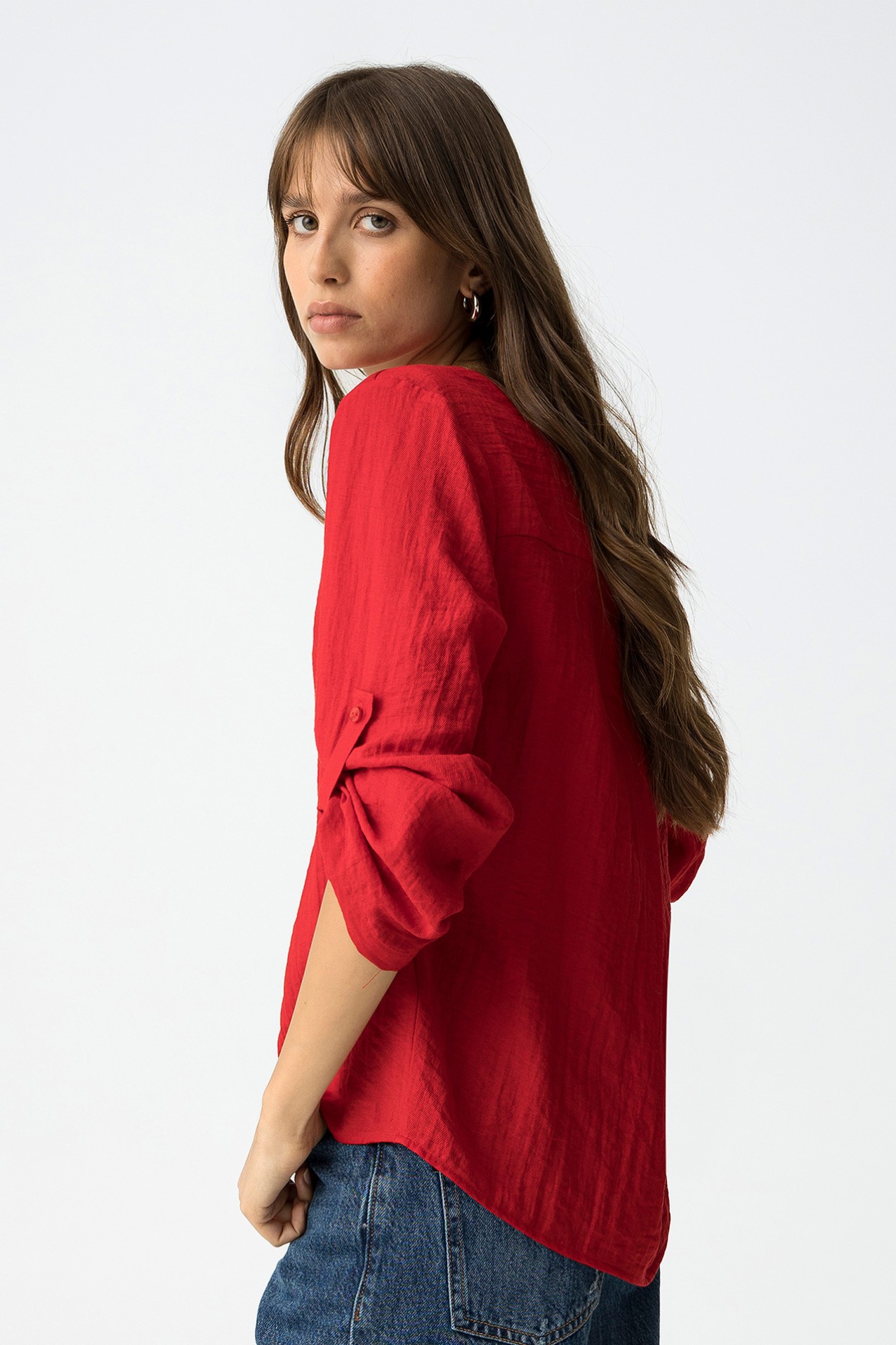 Blusa Texturizada Con Lino