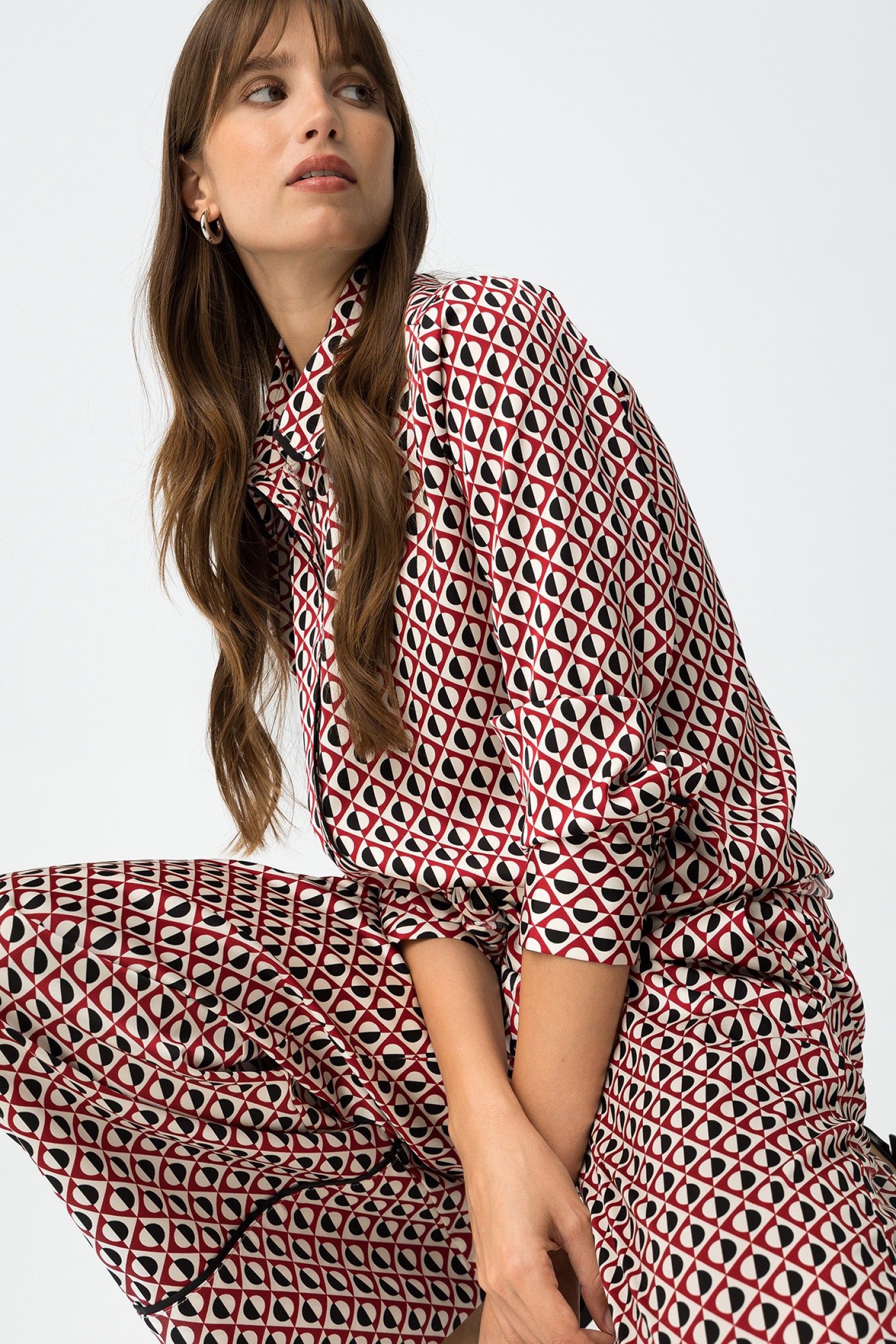 Satin Shirt with All Over Print