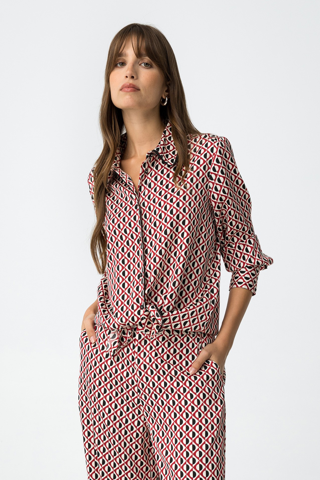 Satin Shirt with All Over Print