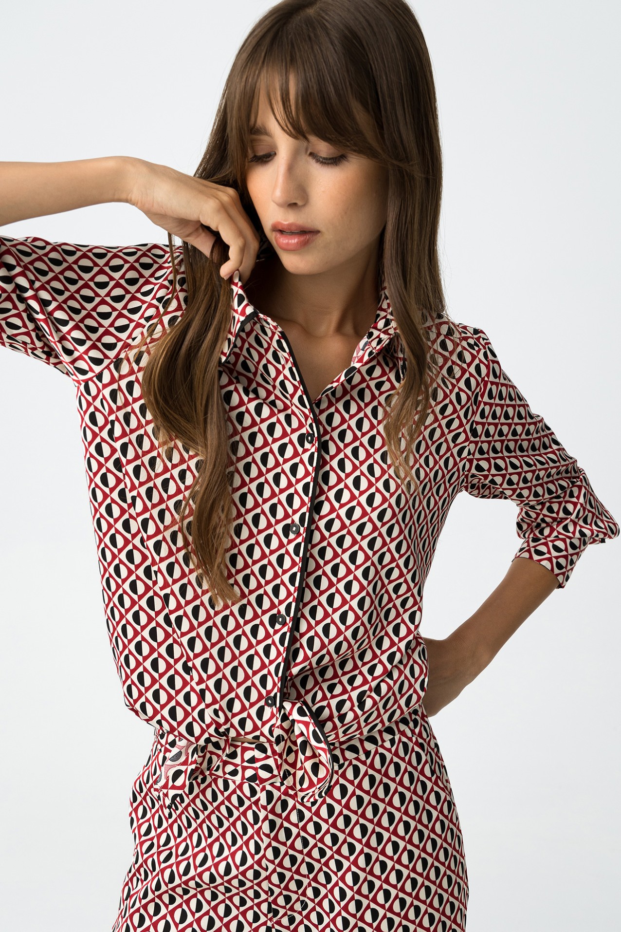 Satin Shirt with All Over Print