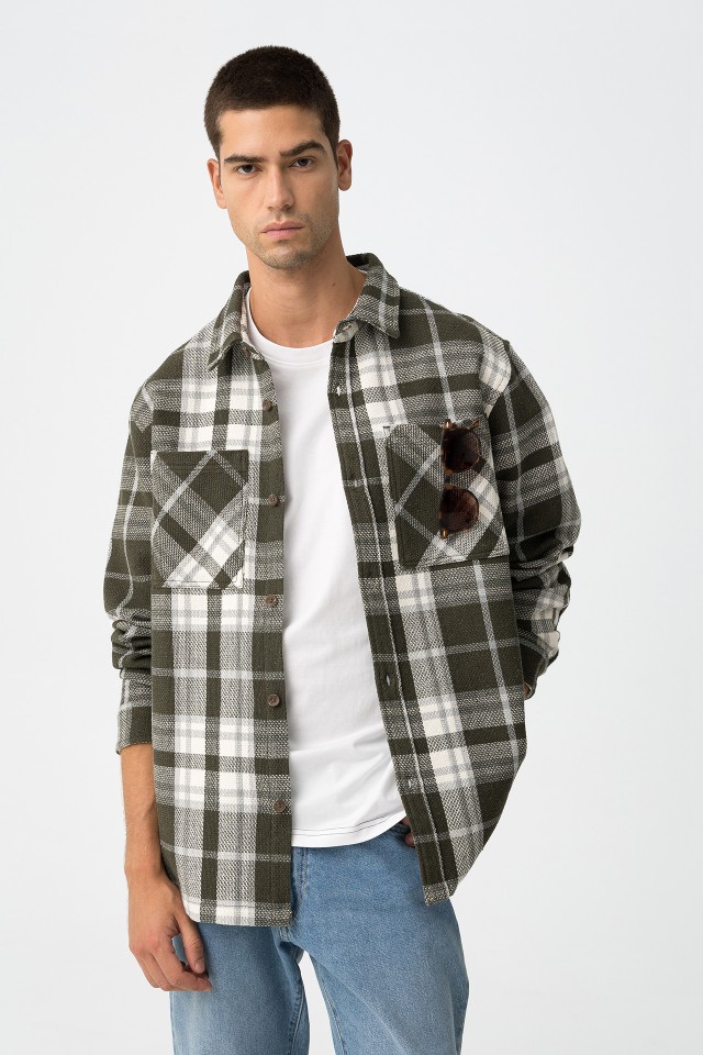 Camisa Oversized Xadrez Texturizada
