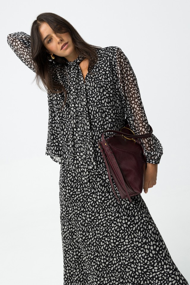 Printed Blouse with Bow