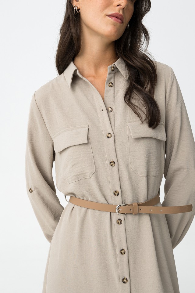 Shirt dress with belt