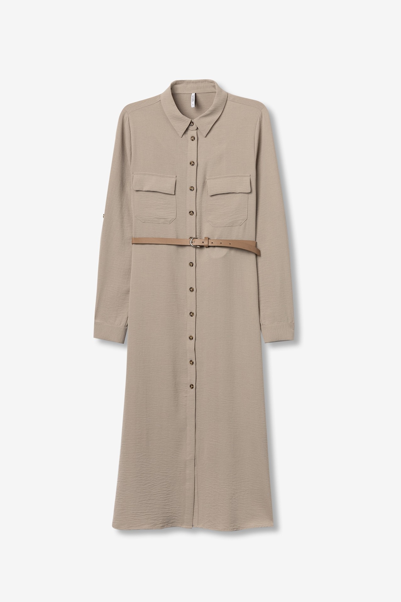 Shirt dress with belt