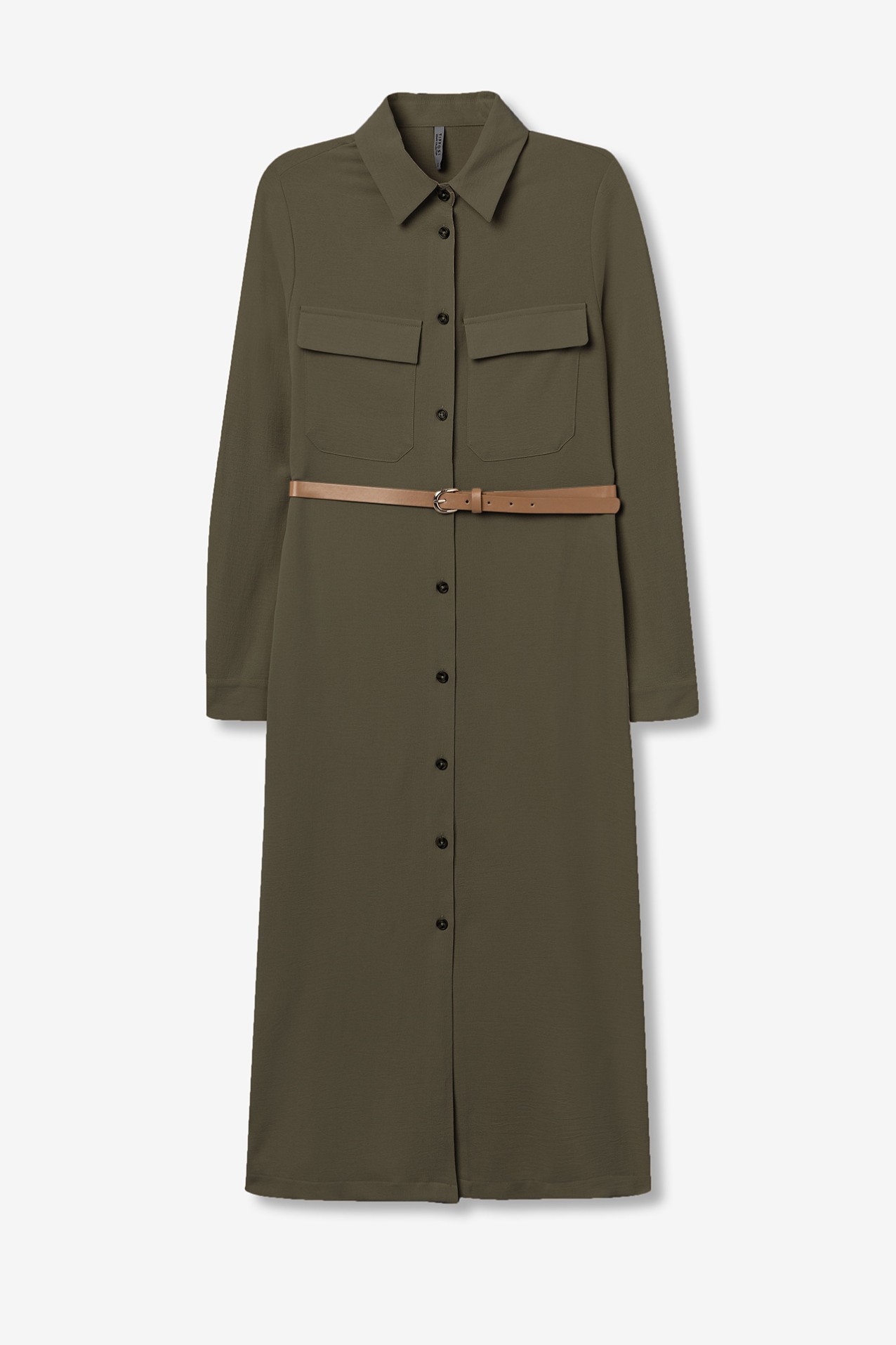 Shirt dress with belt