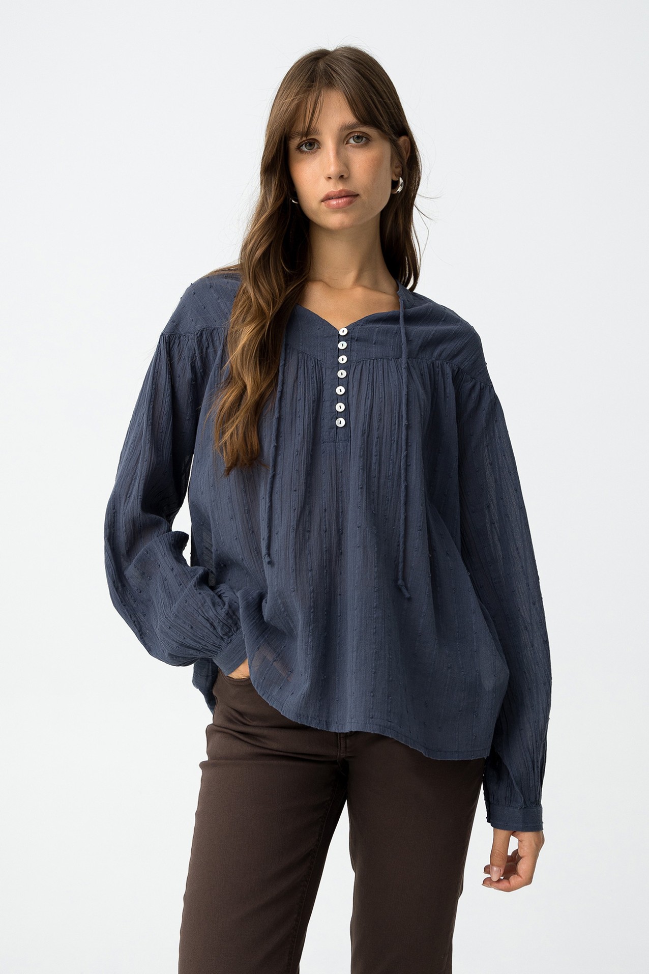 Textured Relaxed Fit Blouse