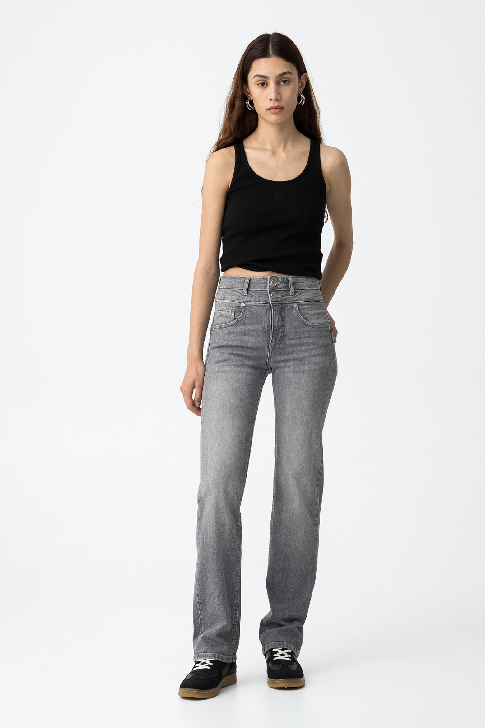 High-Waisted Straight Jeans