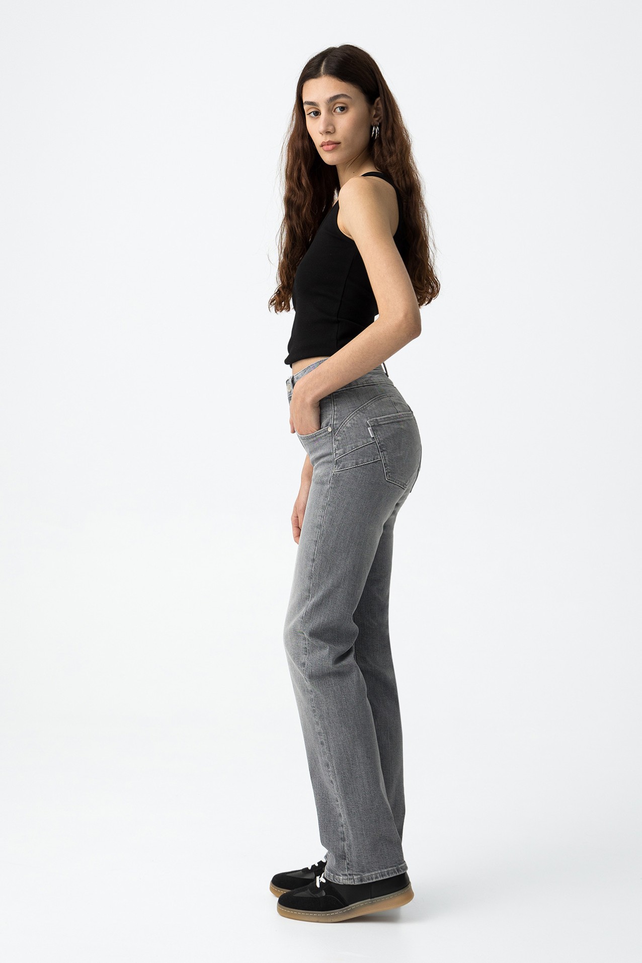 High-Waisted Straight Jeans