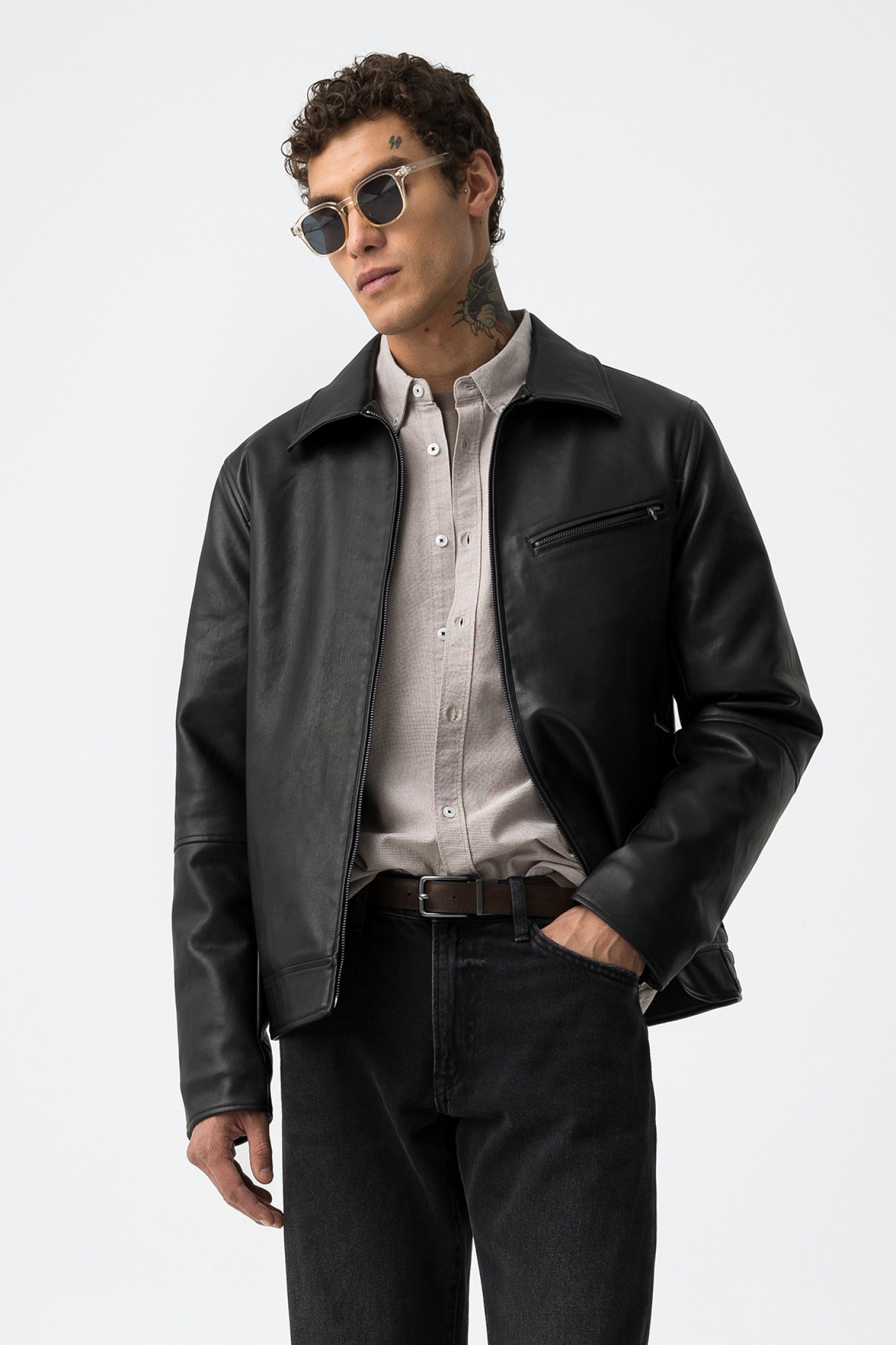 Chaqueta Biker Efecto Piel