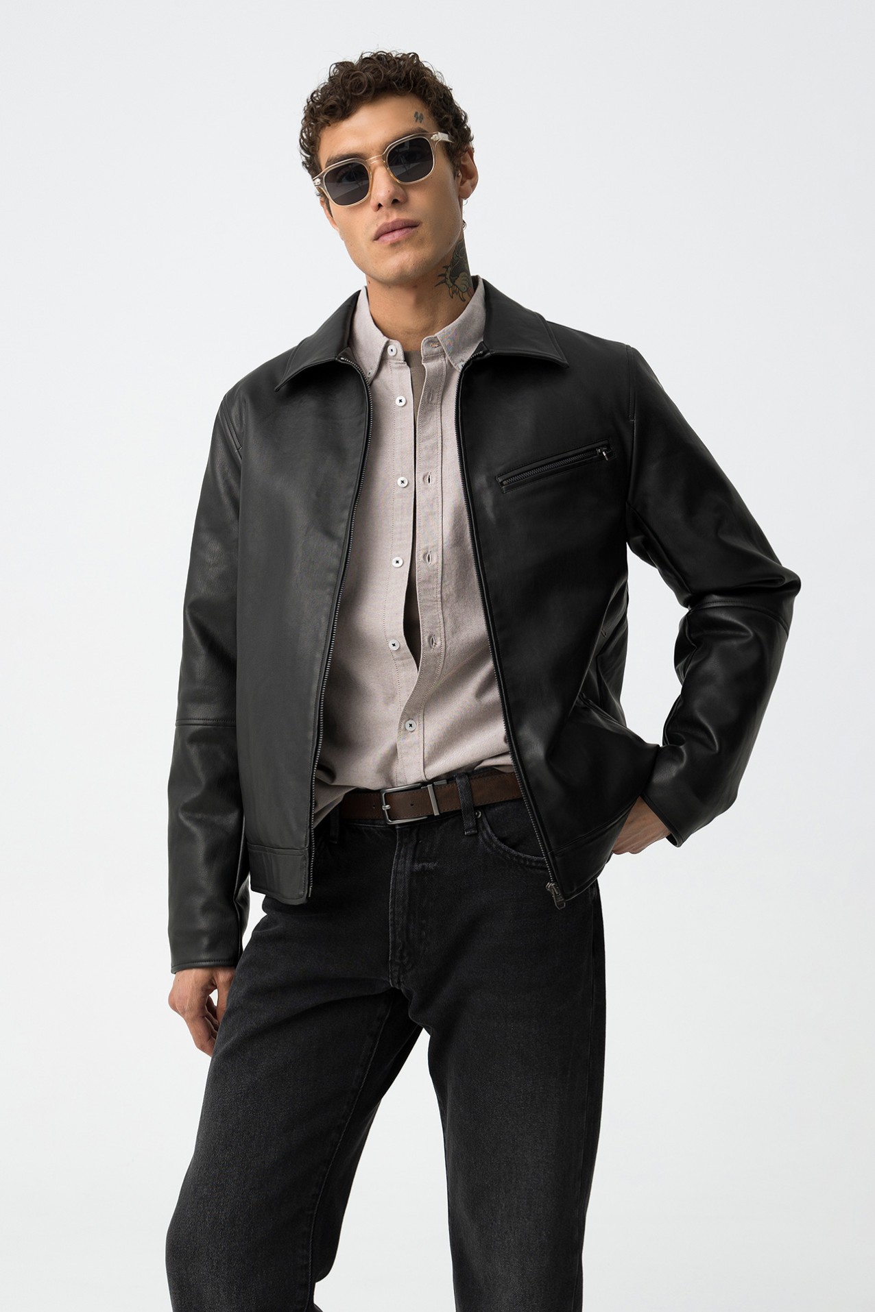 Chaqueta Biker Efecto Piel