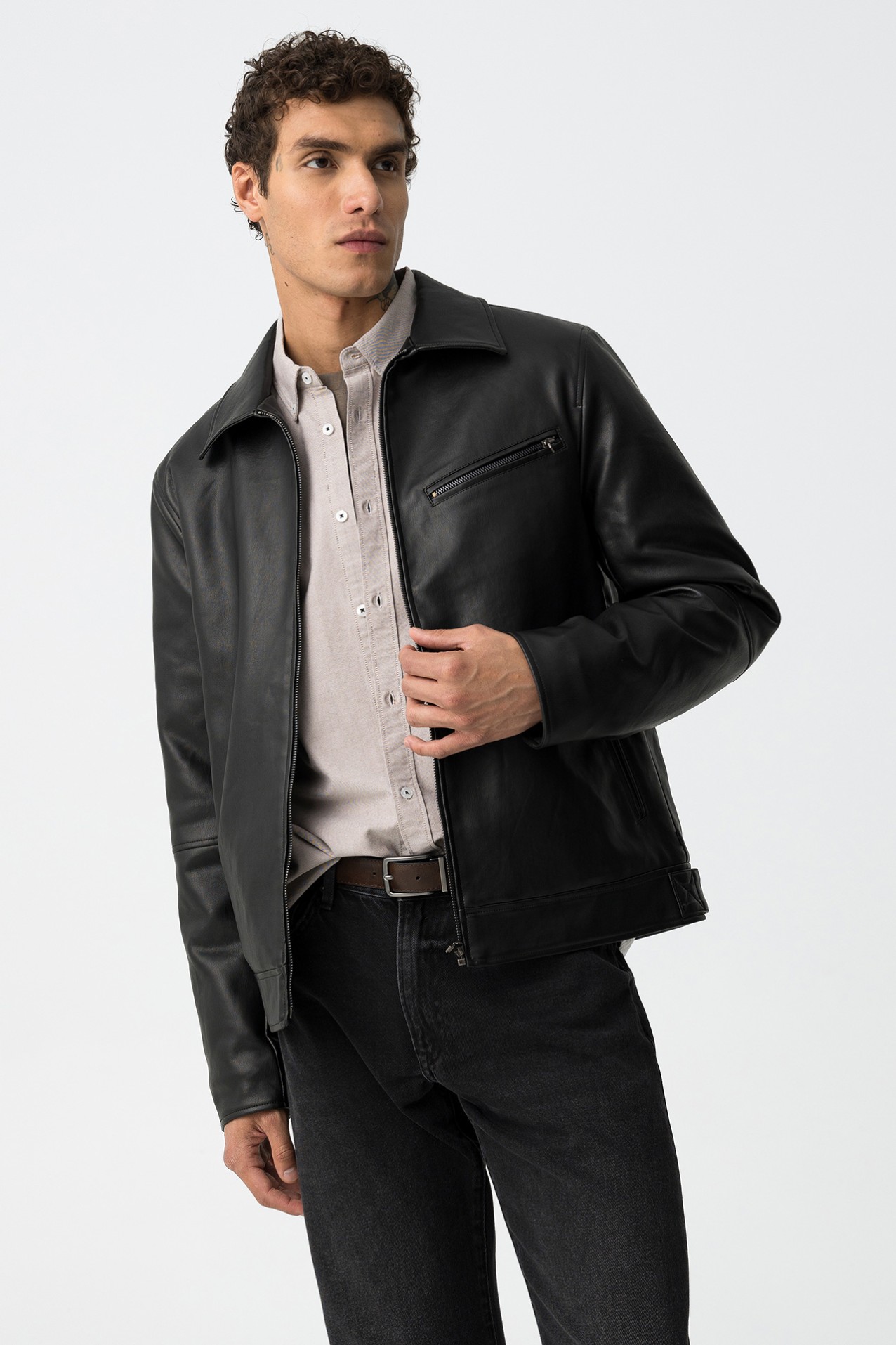 Chaqueta Biker Efecto Piel