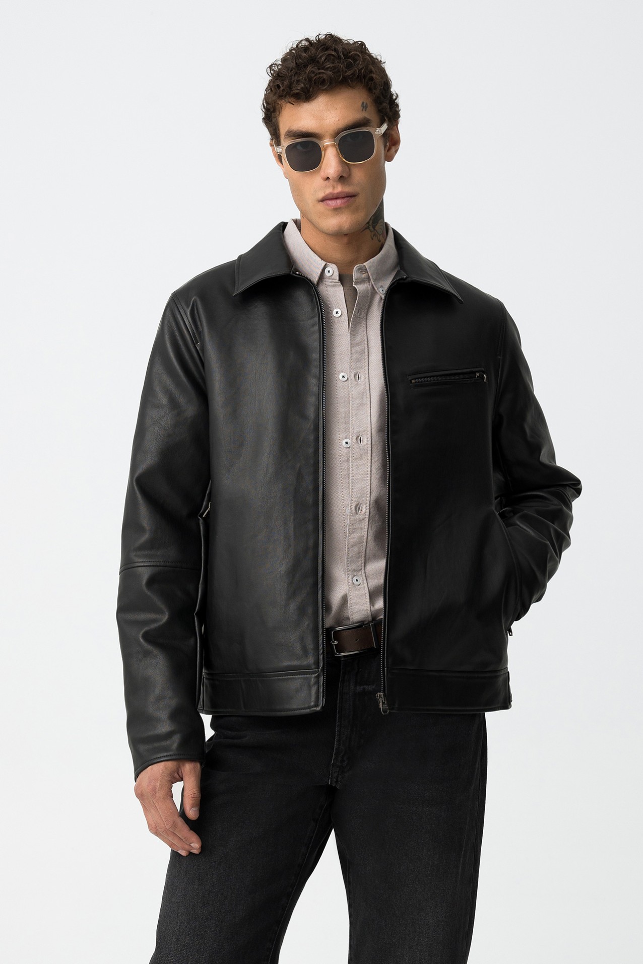 Chaqueta Biker Efecto Piel