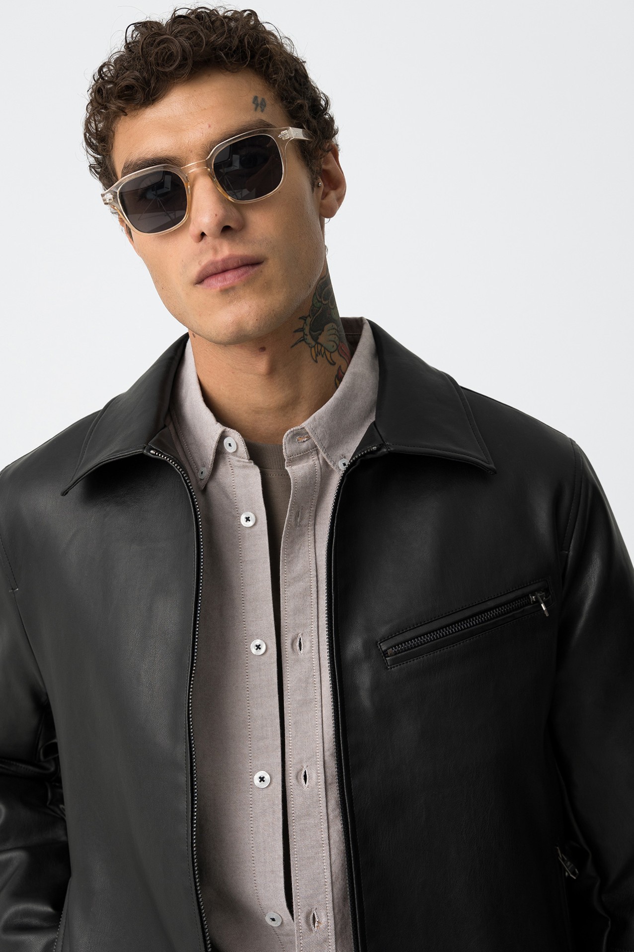 Chaqueta Biker Efecto Piel