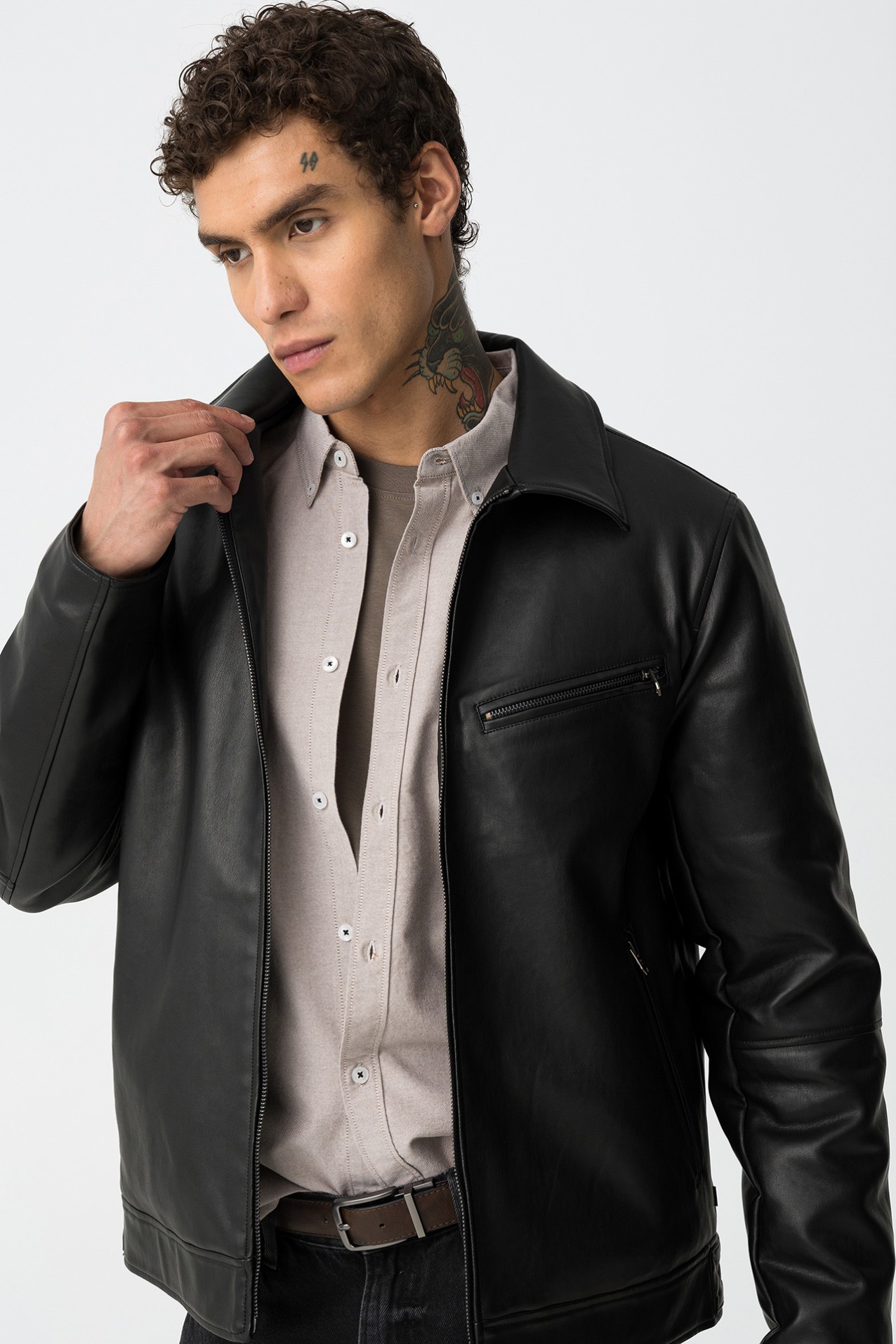 Chaqueta Biker Efecto Piel