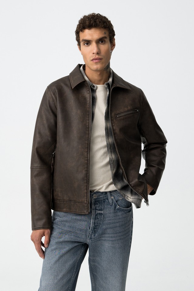 Chaqueta Biker Efecto Cuero