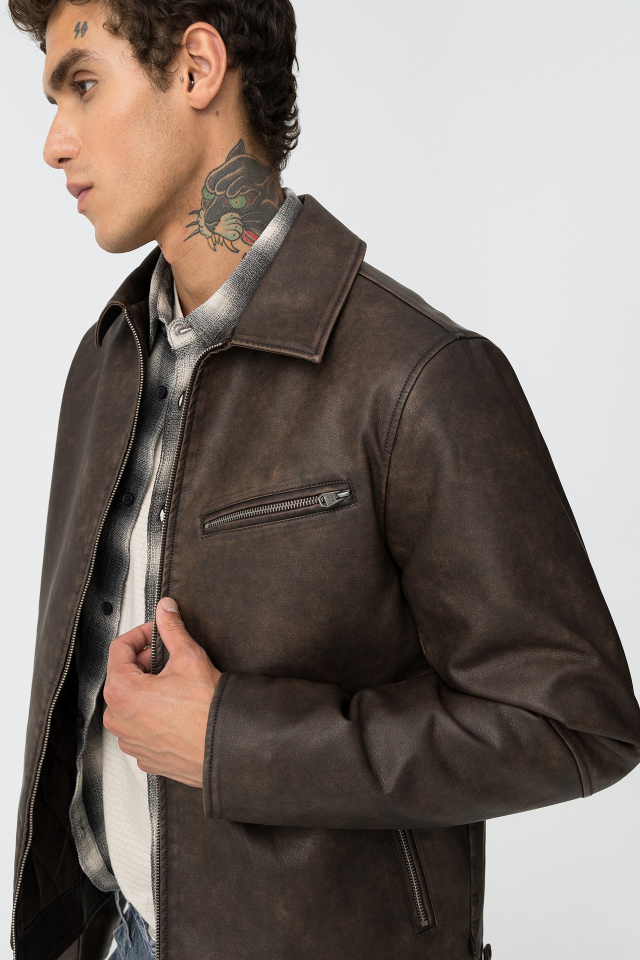 Casaco Biker Efeito Pele