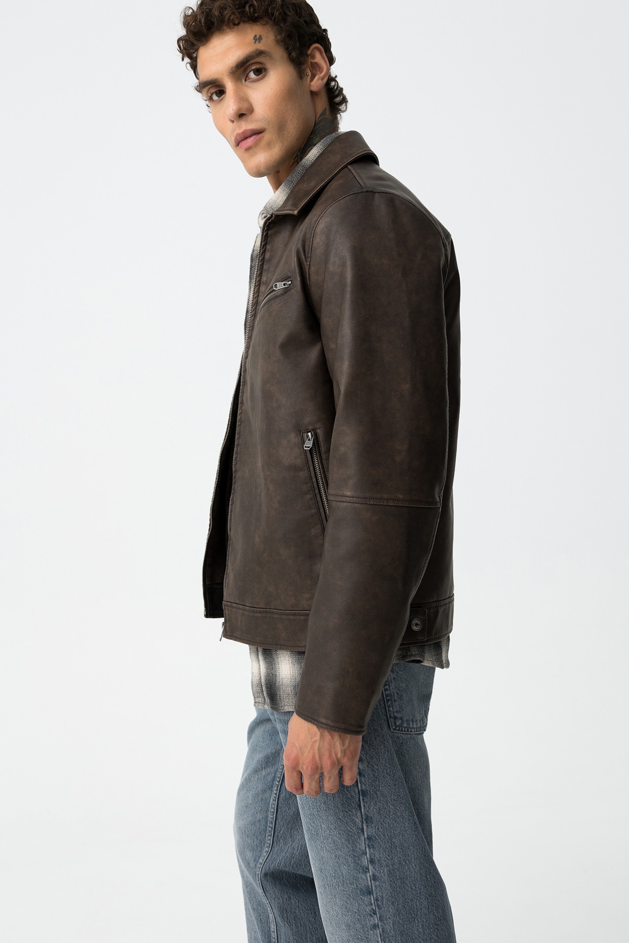 Casaco Biker Efeito Pele