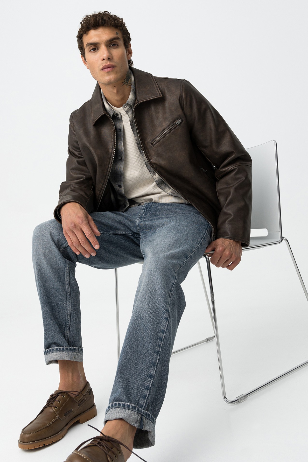 Casaco Biker Efeito Pele