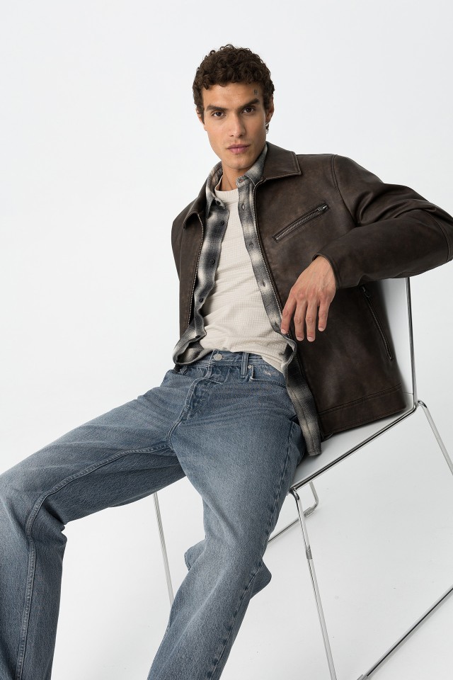 Chaqueta Biker Efecto Cuero