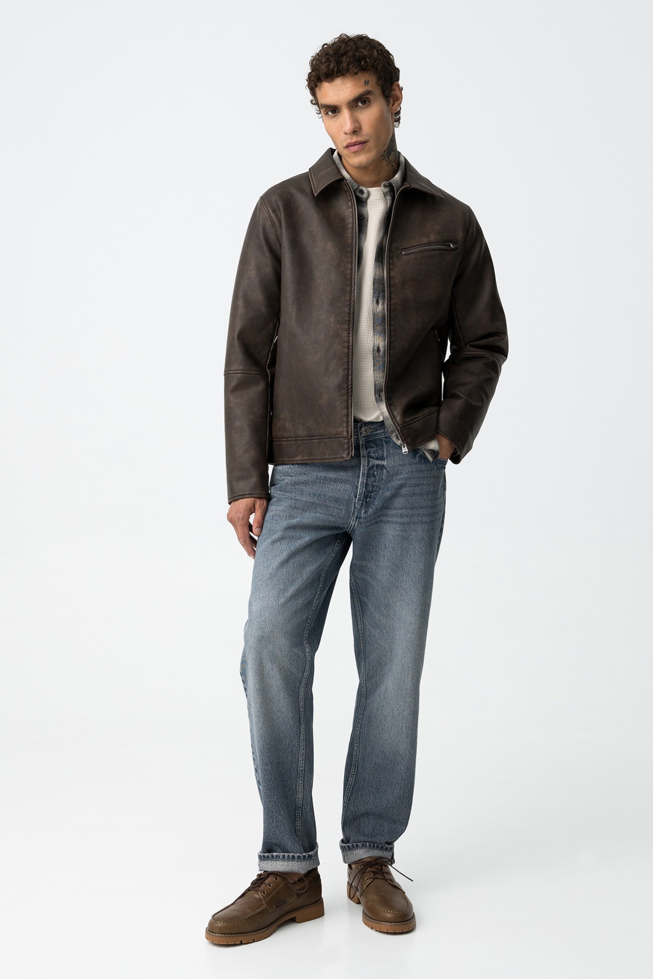 Casaco Biker Efeito Pele