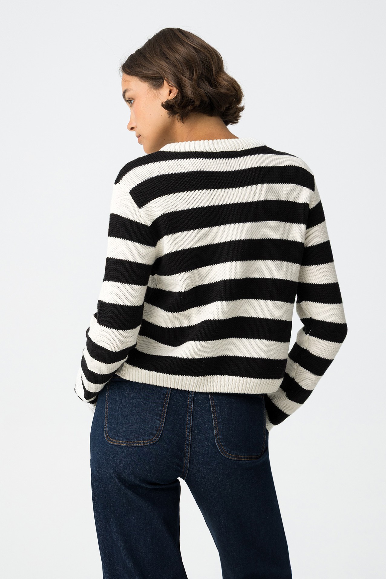 Striped Cardigan with Metallic Buttons