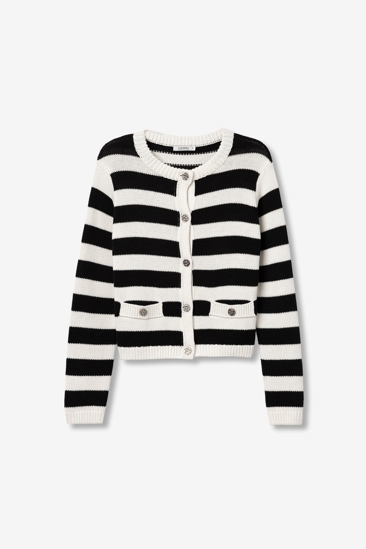 Striped Cardigan with Metallic Buttons
