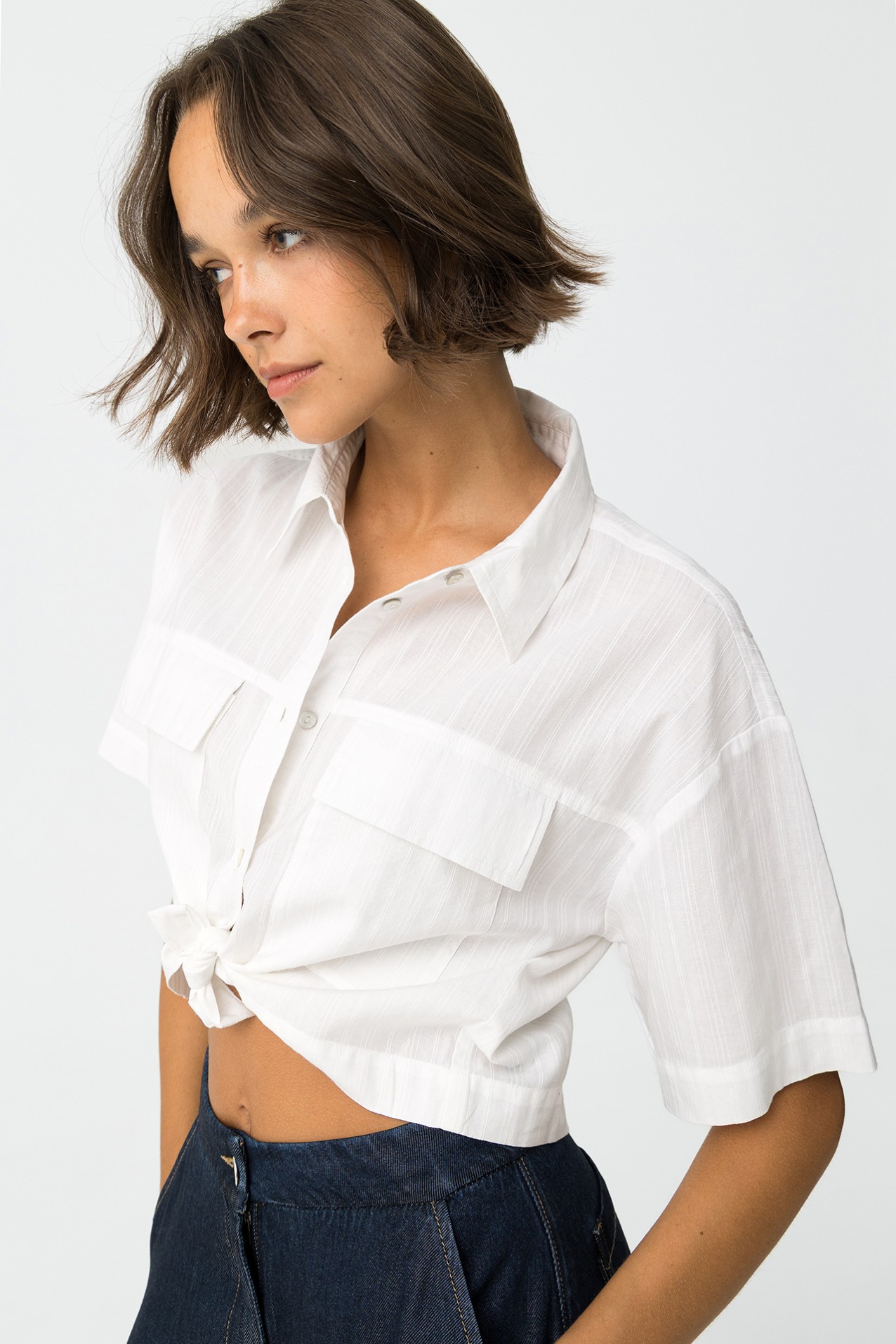 Striped Cropped Shirt