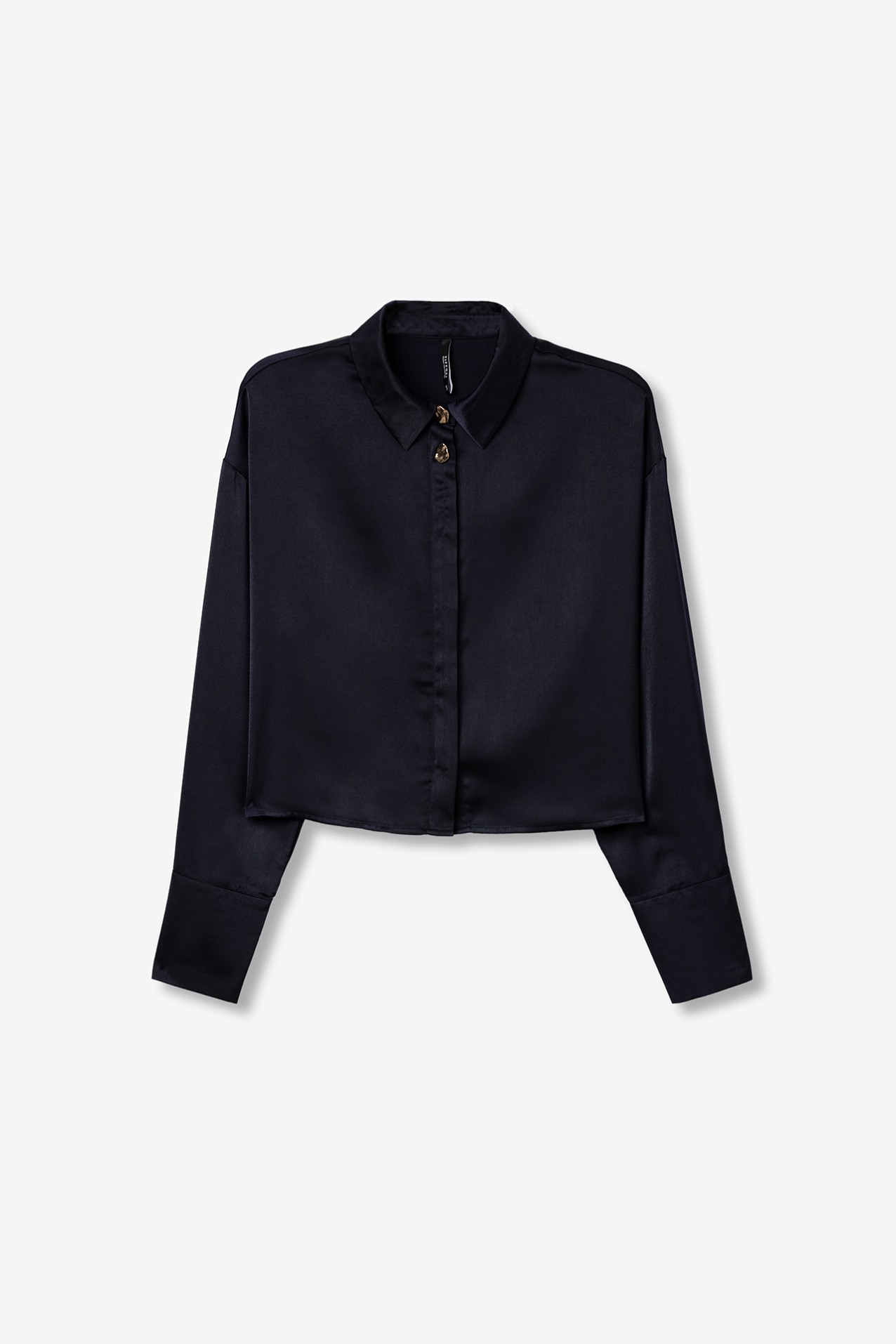 Satin Cropped Relaxed Shirt