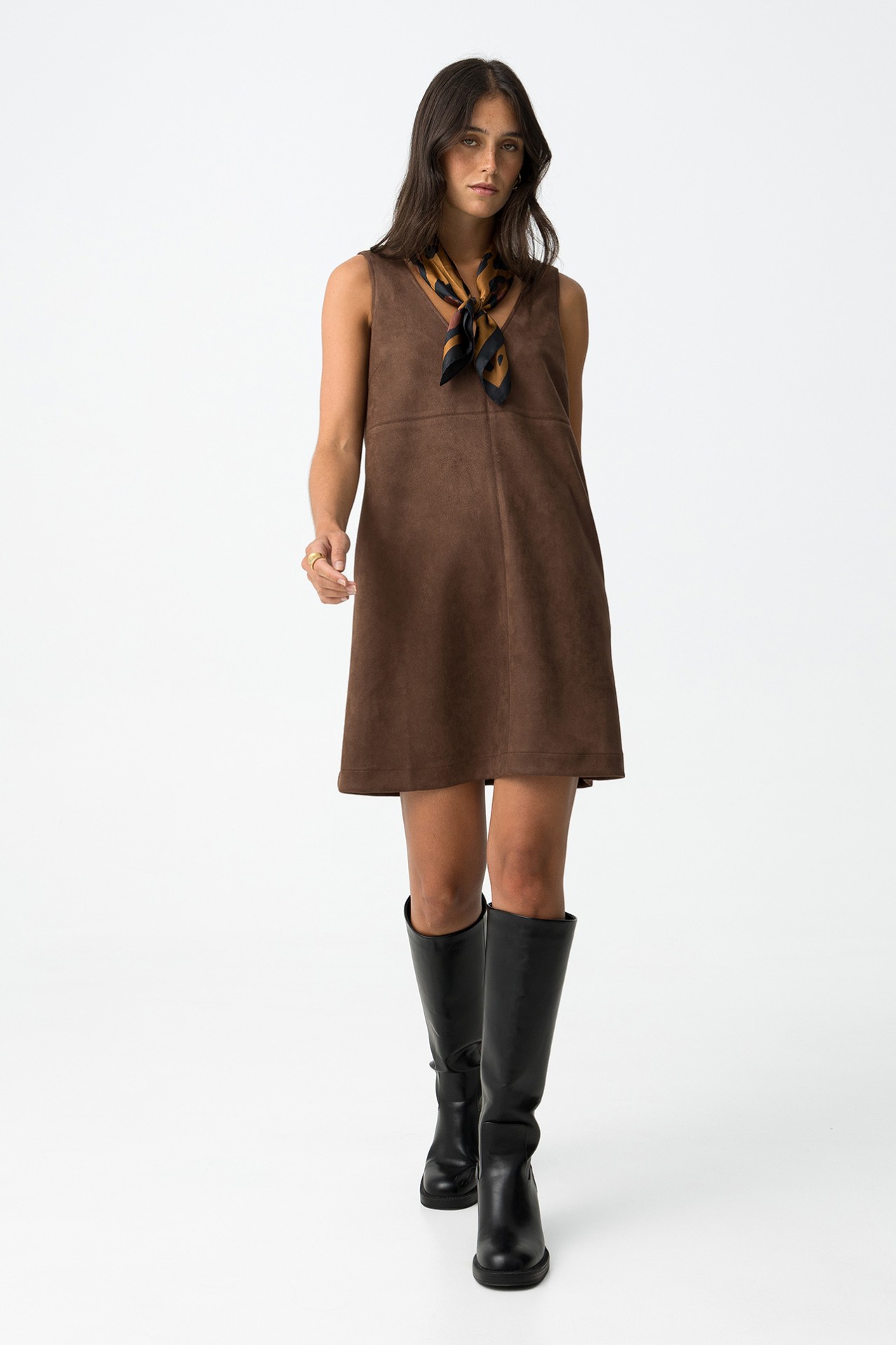 Suede Effect Short Dress