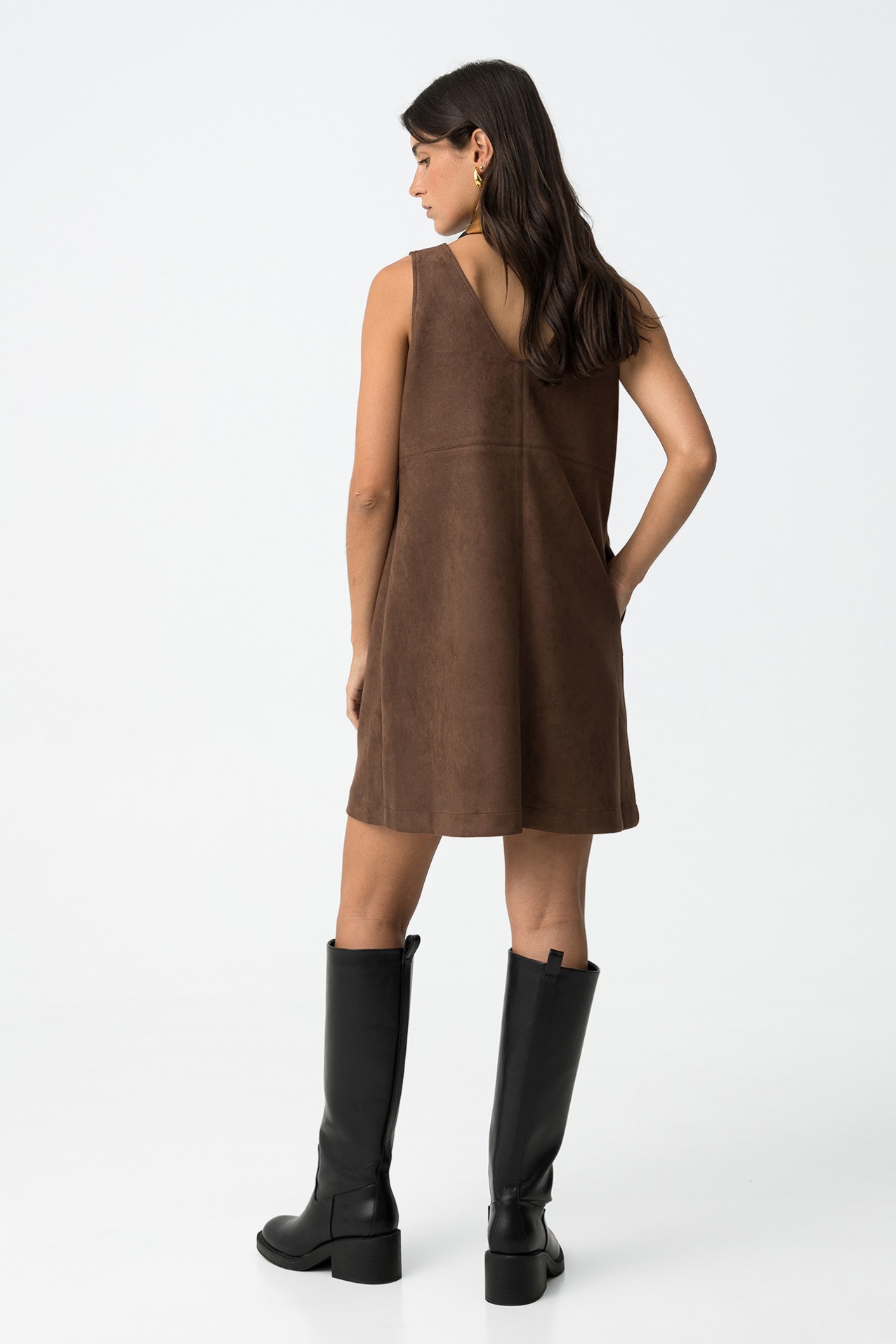 Suede Effect Short Dress