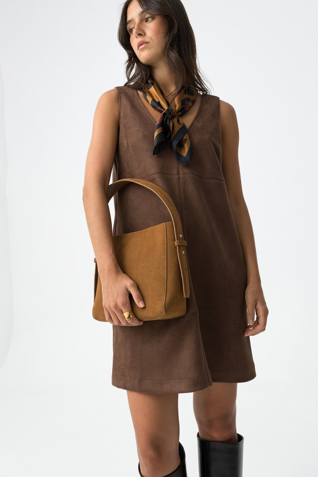 Suede Effect Short Dress