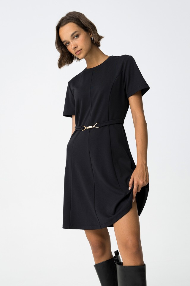 Knit Short Dress with Belt