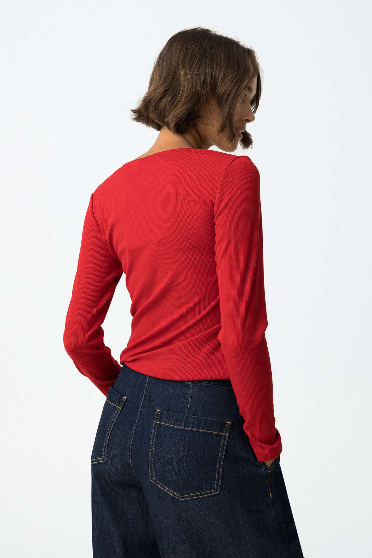 Ribbed T-Shirt with Metal Rings