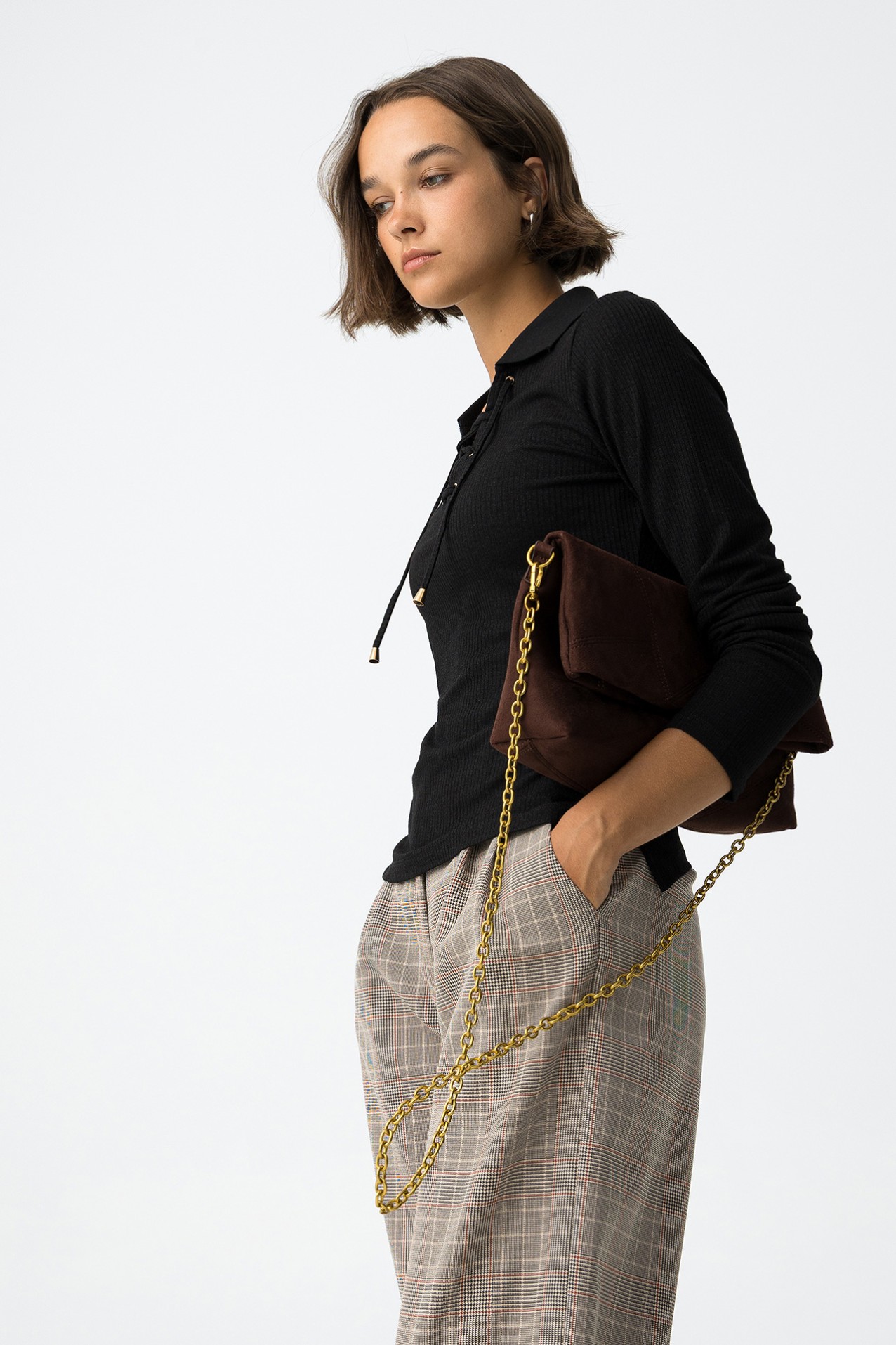 Ribbed Sweater with Drawstring